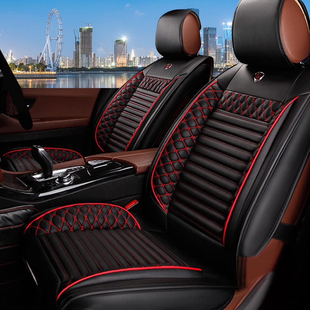 Premium Leatheratte Front Seat Covers for Mercedes M-Class 2000-2015 - Waterproof Car Seat Protectors (2-Piece Set, Black/Red) | MBZ-001 | Perfect for Road Trips & Daily Commutes