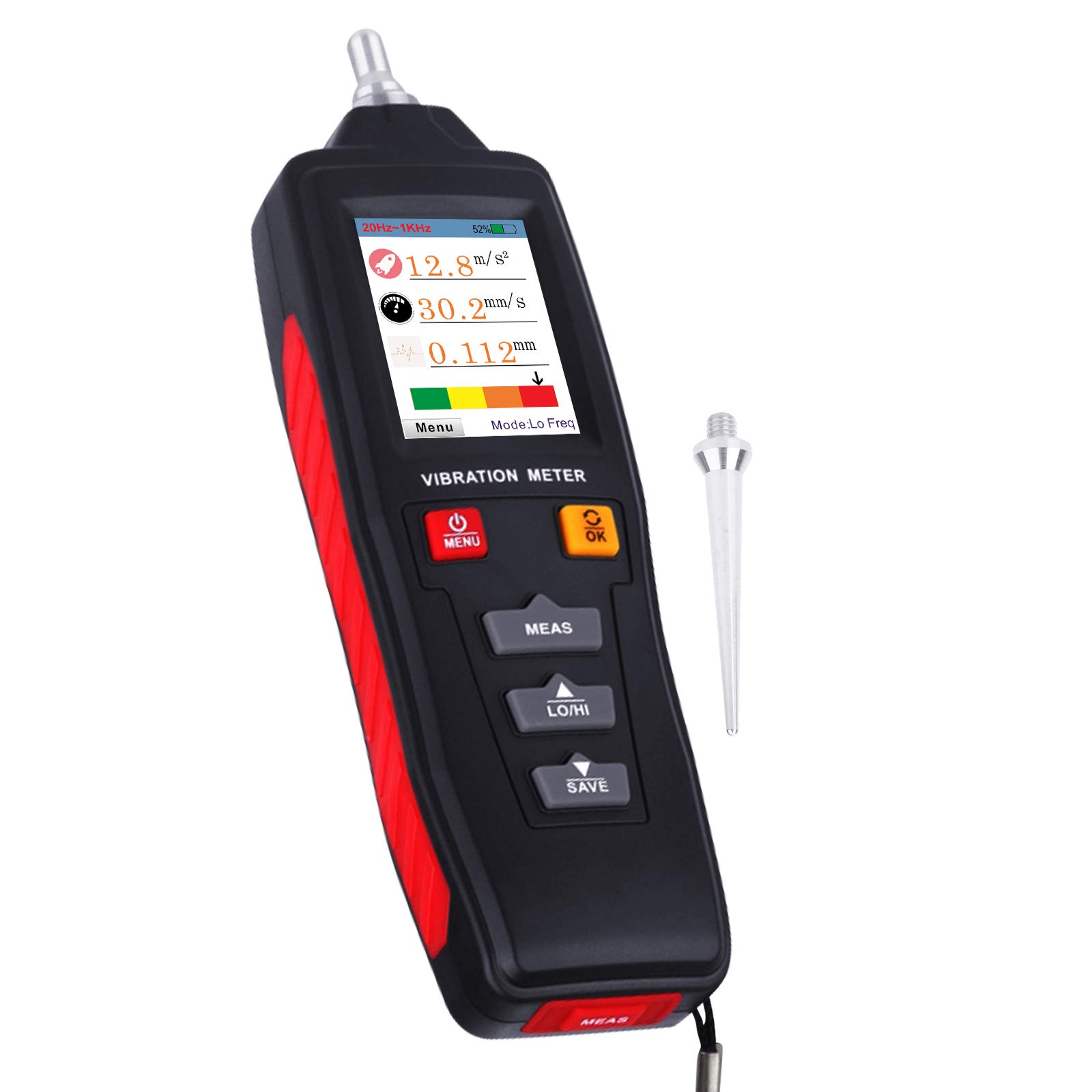 Digital Vibration Meter - Portable Vibrometer Gauge Analyzer Tester for AC Output with Acceleration/Velocity/Displacement Measurement - Ideal for Industrial Equipment Maintenance, HVAC Systems & Machinery Vibration Analysis