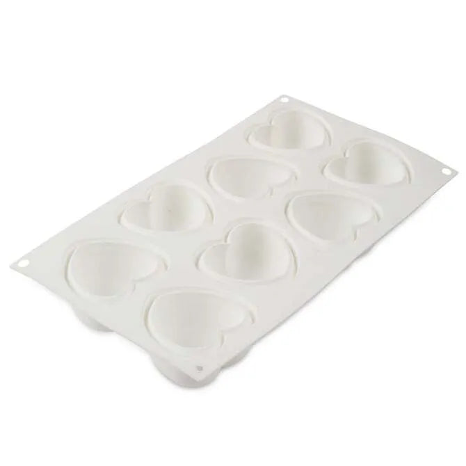 Amorini 100% Food-Grade Silicone Heart Mold with Cutter - 8 Different Shapes for Valentine's Day, Baking, Chocolate, Candy & DIY Crafts