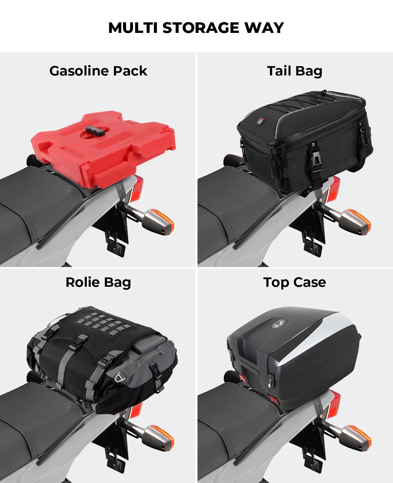 KEMIMOTO Motorcycle Rear Luggage Rack for Yamaha TW200 (1987-2025) - Heavy Duty Rear Rack Carrier, Enduro Luggage Storage Rack - Perfect for Adventure Riding & Off-Road Camping Trips