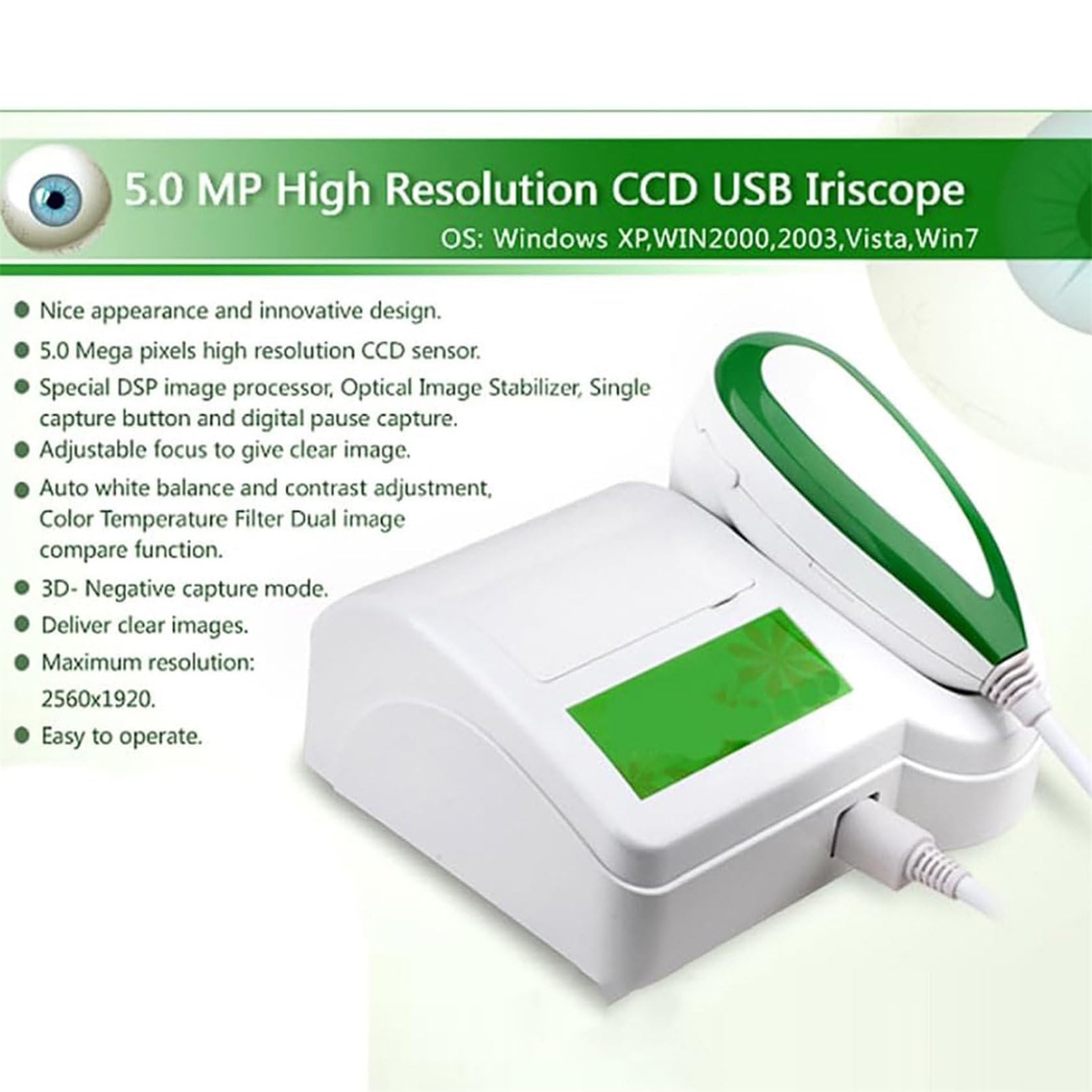 ZHIXUMM Portable Iris Analysis Camera - 5MP HD Multi-Function Eye Iris Detector for Hair, Skin & Iris Detection | Perfect for Home Health Monitoring, Beauty Analysis & Wellness Checkups
