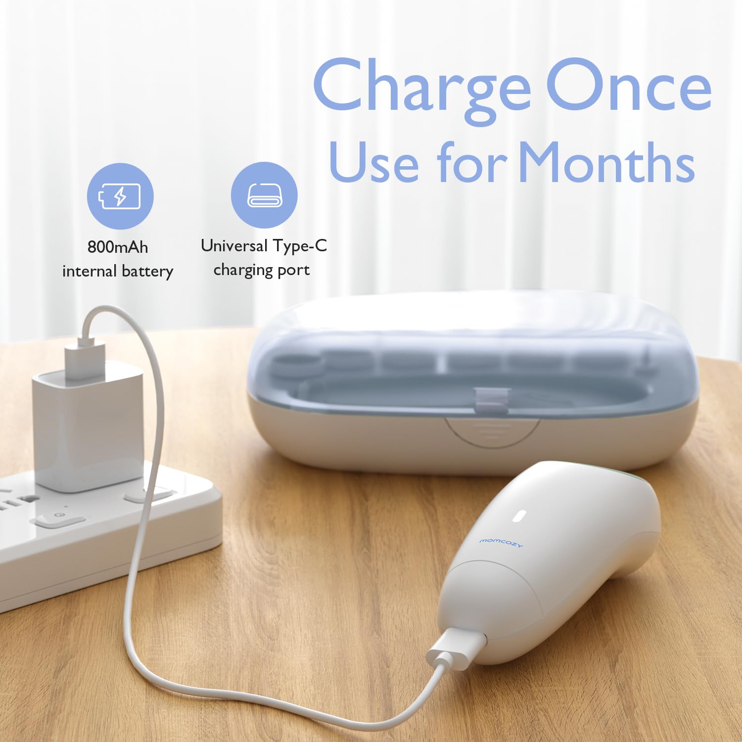 Momcozy Rechargeable Electric Baby Nail Trimmer with 7 Grinding Heads & Night Light - Gentle Baby Nail Clipper for Newborns & Toddlers - Perfect for Safe Nail Care at Home or Travel
