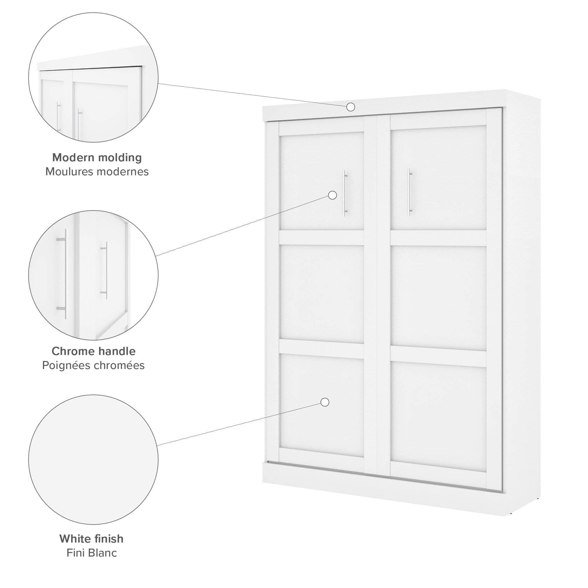 Pur Full Murphy Wall Bed with 2 Storage Units & Sofa - Space-Saving White Wall Bed for Small Apartments, Guest Rooms & Home Offices