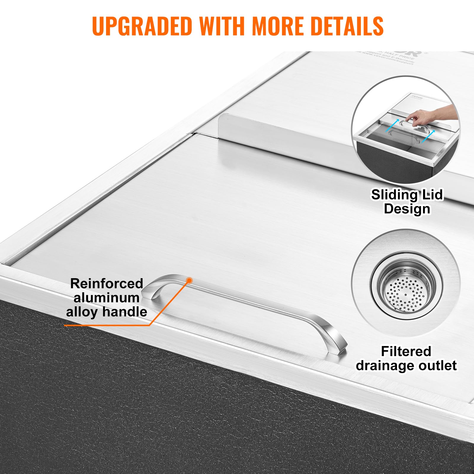 VEVOR 40.9 qt Stainless Steel Drop-in Ice Chest Cooler - 24