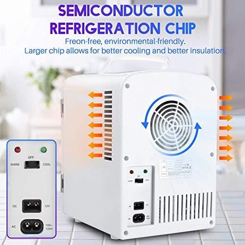 AstroAI 4L/6 Can Mini Fridge - Portable Thermoelectric Cooler & Warmer for Skincare, Food, Medicine - AC/DC Power for Home, Office, Dorm, Car & Travel - Compact White Mini Refrigerator for Cosmetics, Drinks & Snacks