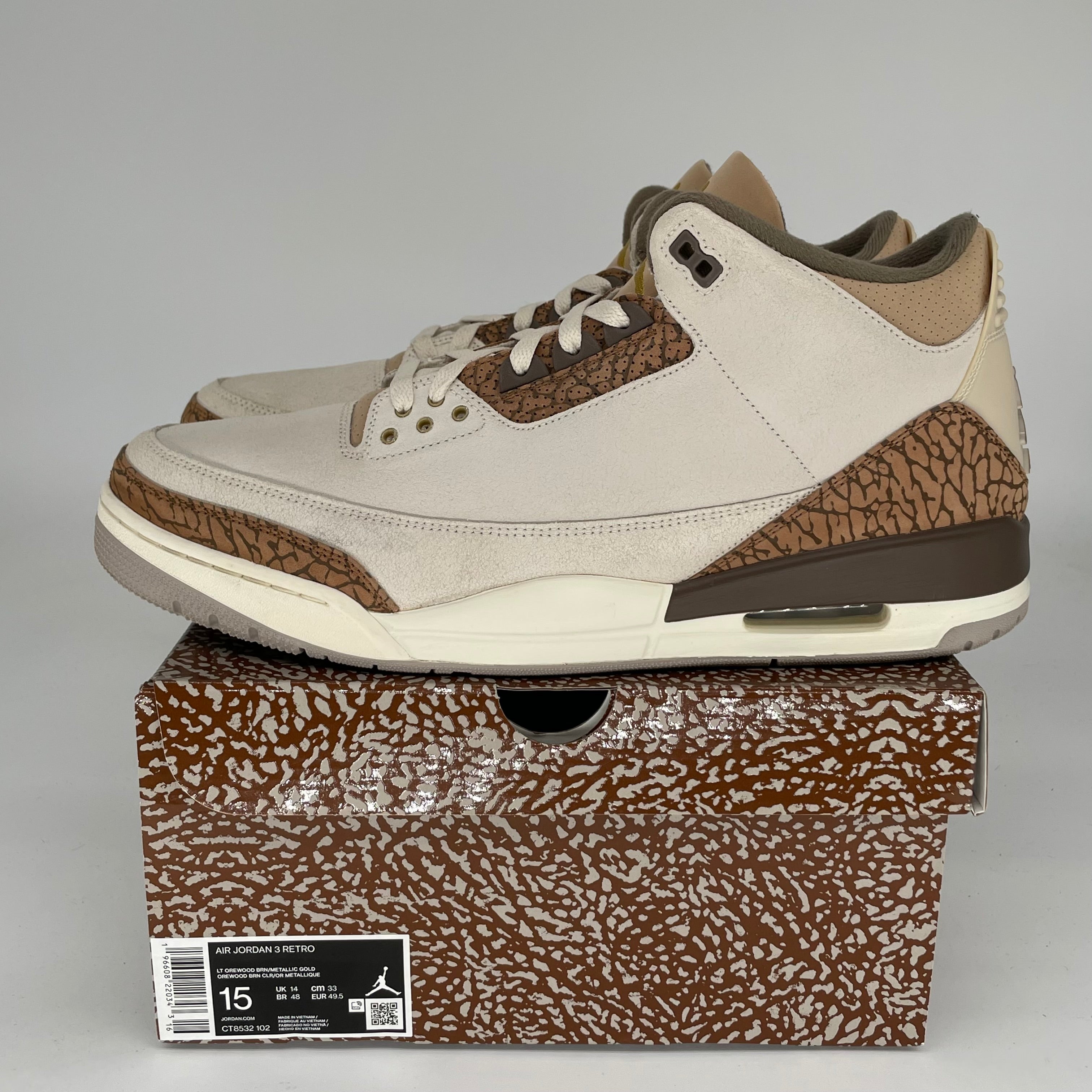 AIR JORDAN 3 PALOMINO Men's Basketball Shoes Size 15 - Retro Style Sneakers CT8532-102 | Perfect for Streetwear, Casual Outfits & Basketball Games
