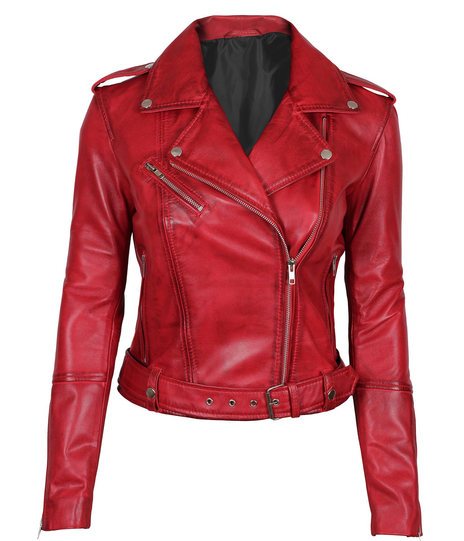 Decrum Women's Asymmetrical Motorcycle Leather Jacket – Stylish Biker Jacket for Women | Perfect for Riding, Night Out & Fashion Statement