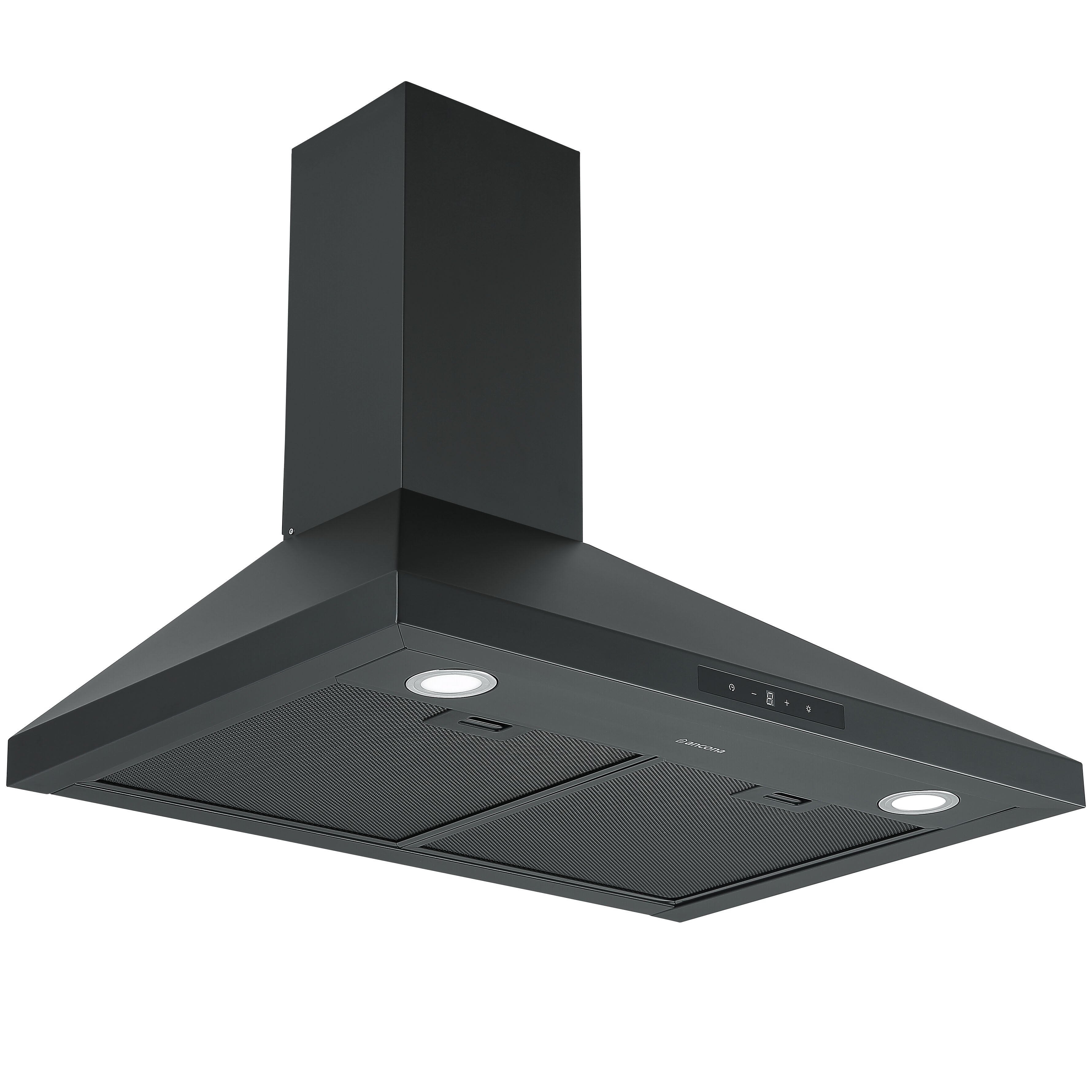 Ancona 30 Inch Convertible Wall Mounted Pyramid Range Hood in Matte Black - Powerful Kitchen Ventilation for Gas Stoves & Cooking Areas