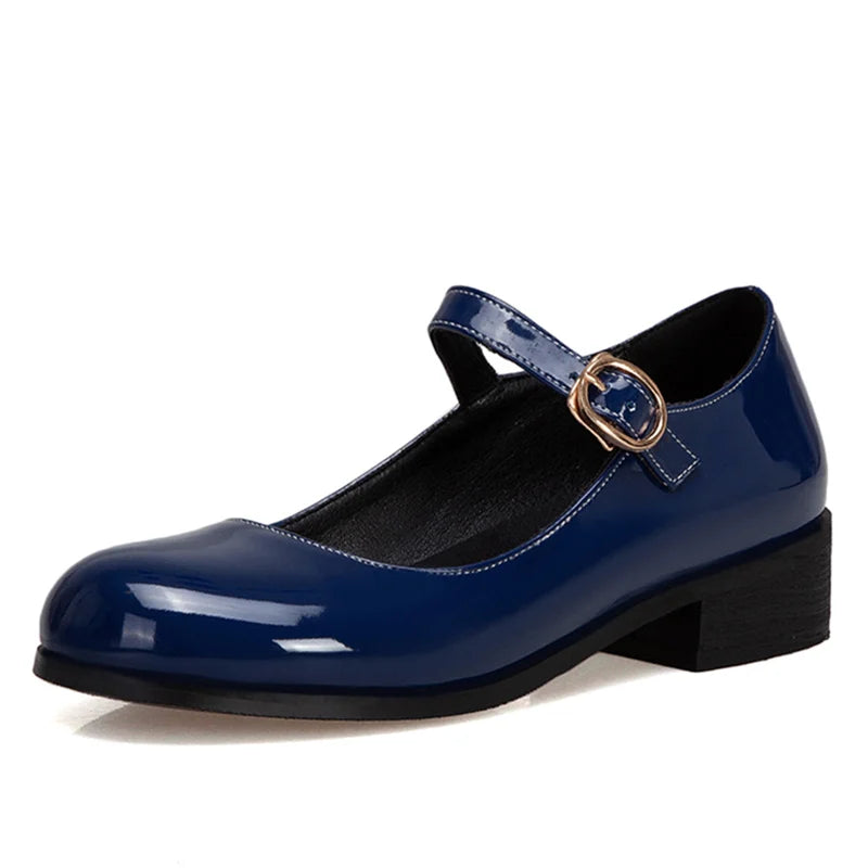 Spring Women's Loafers - Stylish Patent Leather Mary Janes with Elegant Strap | Comfortable Flats for Casual Wear & Dancing | Extended Sizes up to 45 | Perfect for Office, Parties & Everyday Fashion
