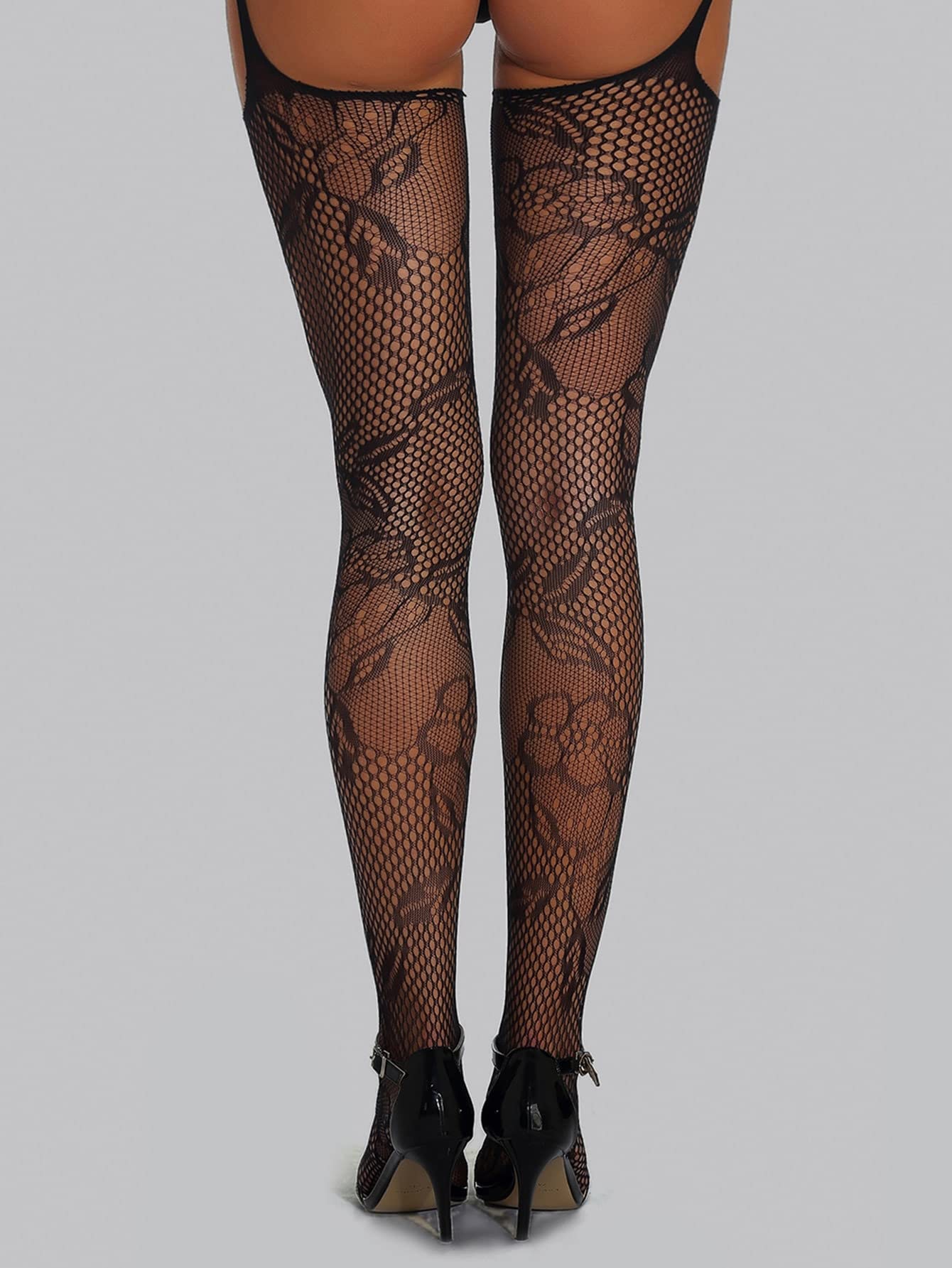 Verdusa Women's Fishnet Stockings - High Waist Lace Suspender Pantyhose Tights for Sexy Outfits & Cosplay | Perfect for Halloween, Parties & Date Nights