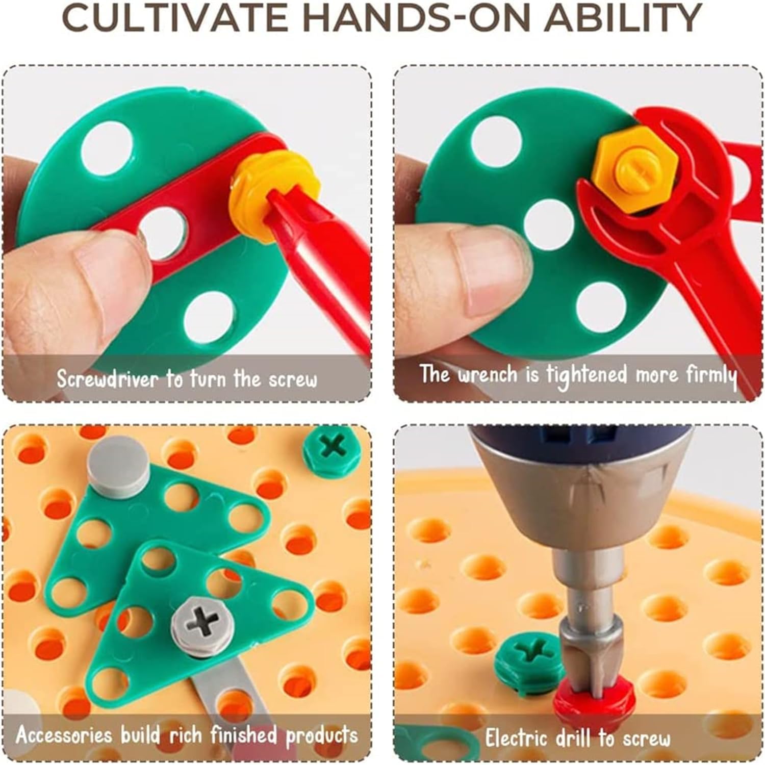 Montessori Magic Play Toolbox - Kids Wooden Drill & Creativity Set for Early Learning | STEM Educational Toys for Toddlers | Perfect for DIY Projects, Pretend Play & Home Schooling Activities