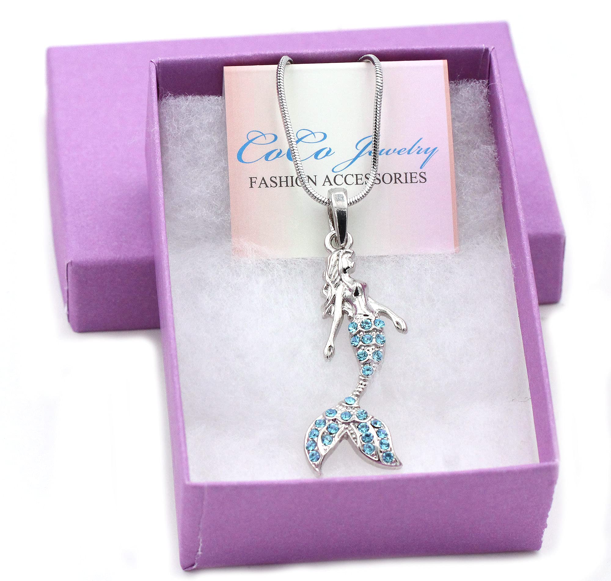 Mermaid Pendant Necklace - Sterling Silver Ocean Jewelry Gift Set with Gift Box - Perfect for Birthday, Anniversary & Valentine's Day Gifts