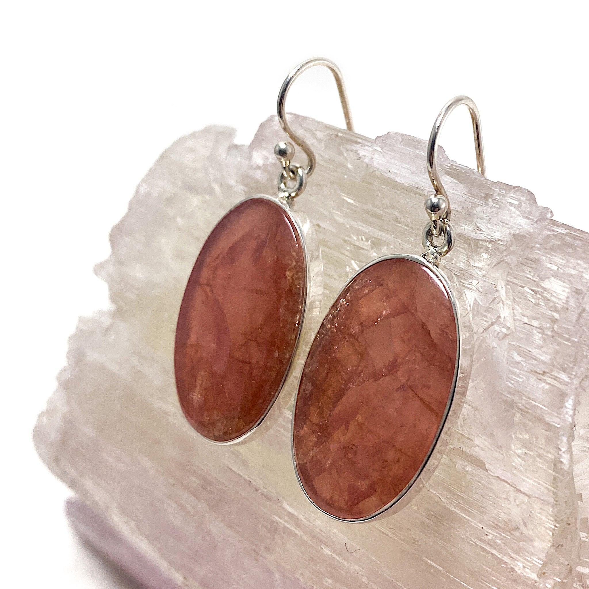 Rhodochrosite Oval Cabochon Earrings - Handmade Gemstone Jewelry for Women - Perfect for Weddings, Parties & Gifts