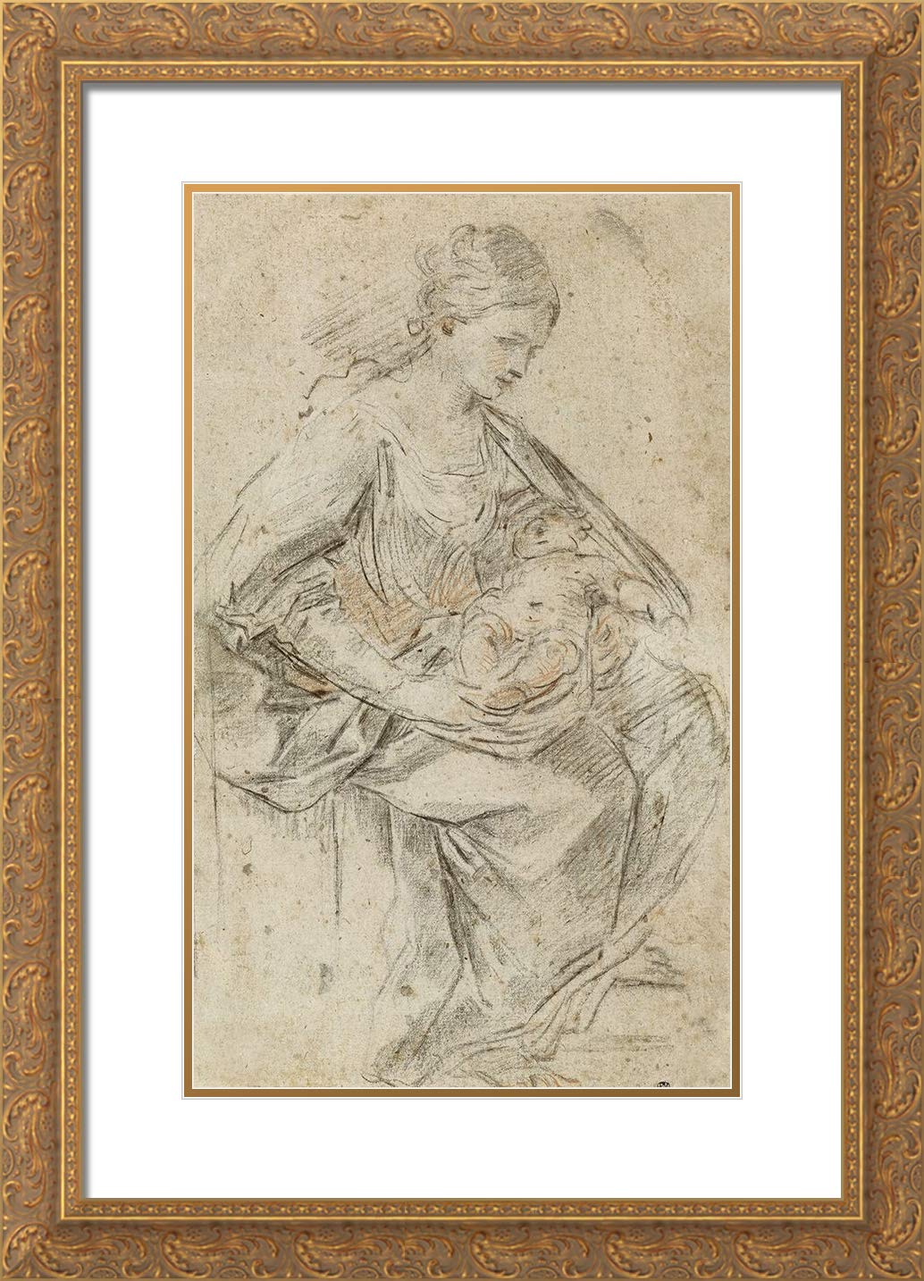Reni Guido 28x40 Large Gold Ornate Framed Museum Art Print - Turbaned Woman Double Matted Wall Decor for Living Room, Bedroom & Office