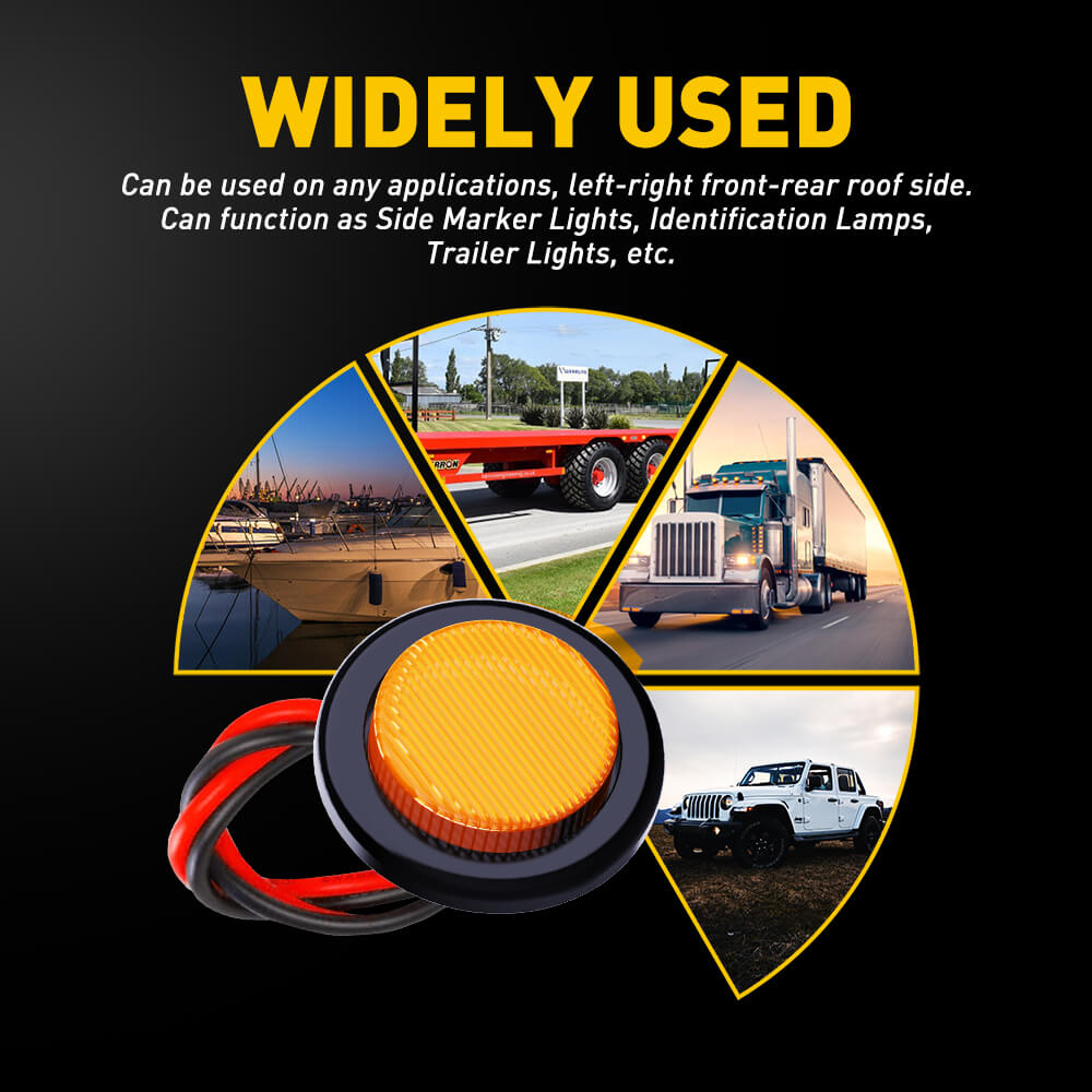 10PCS 2 Inch Round LED Side Marker Lights for Truck Trailer - 12V Red/Yellow/White - Durable Waterproof Clearance Lights for Semi Trailers, Boats, RVs & Off-Road Vehicles