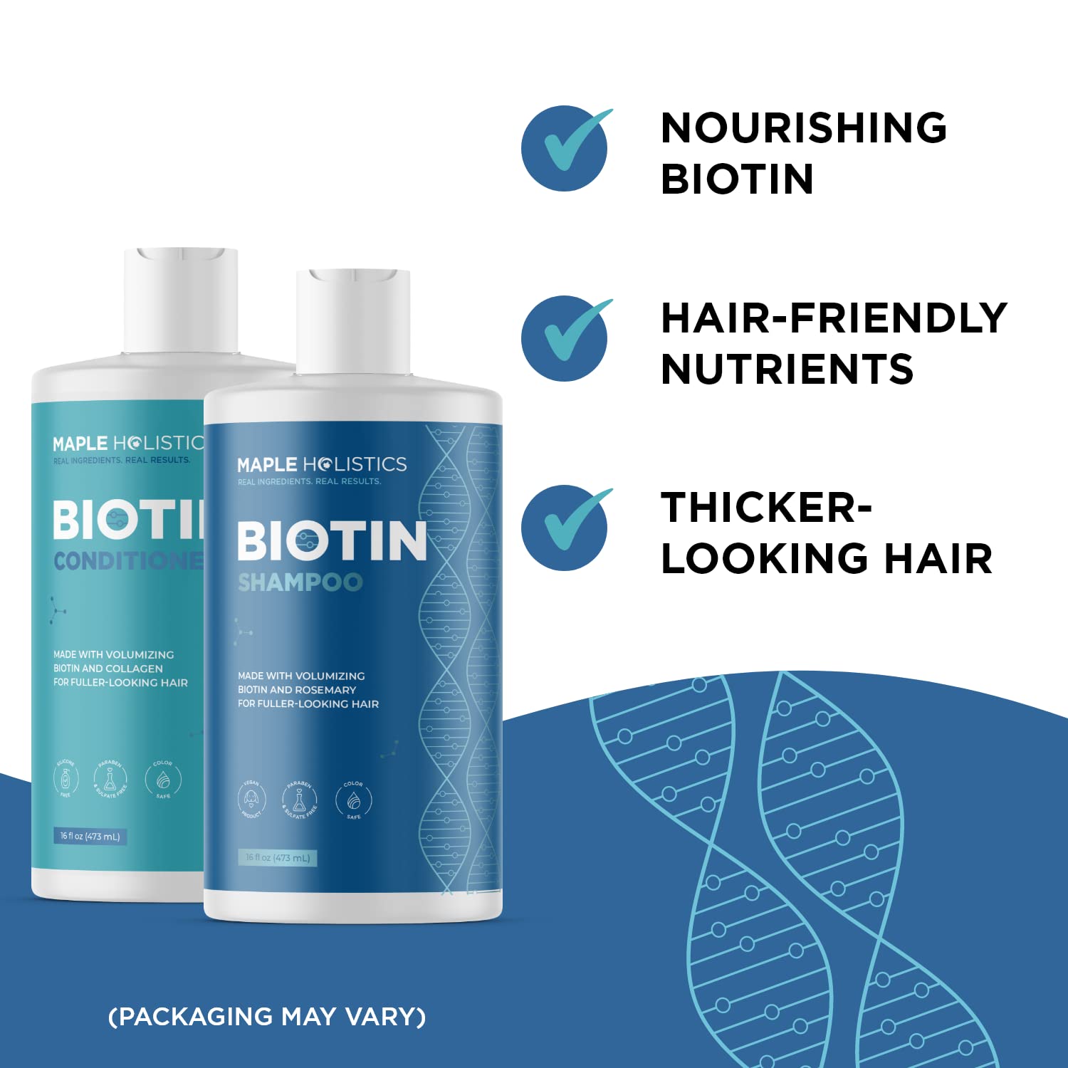 Maple Holistics Volumizing Hair Bundle - Biotin Shampoo & Conditioner Set with Pure Rosemary Essential Oil for Thicker, Fuller Hair - Salon Quality Hair Care for Women & Men - Perfect for Daily Use, Styling & Hair Growth