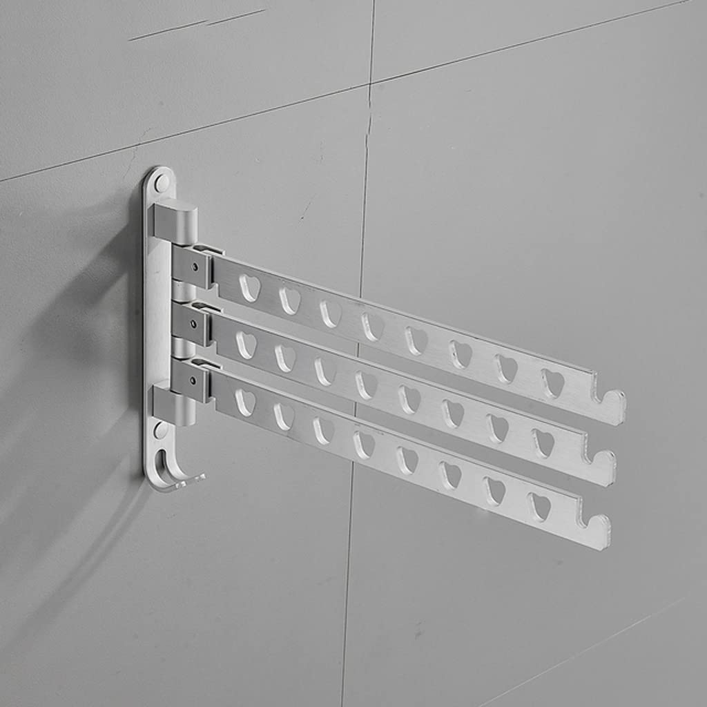 MKOJU Foldable Aluminum Clothes Drying Rack - Wall Mounted Swivel Hanger for Laundry, Balcony & Small Spaces (Silver) | Perfect for Apartments, Dorms & Compact Homes