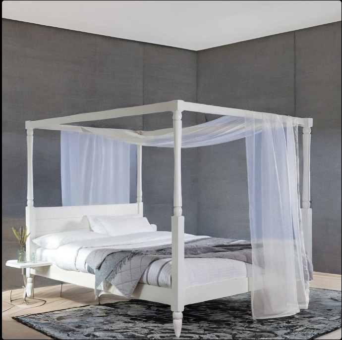 French Arched Solid Wood King Size Bed Frame - White | Elegant Bedroom Furniture for Master Bedroom & Guest Room Decor