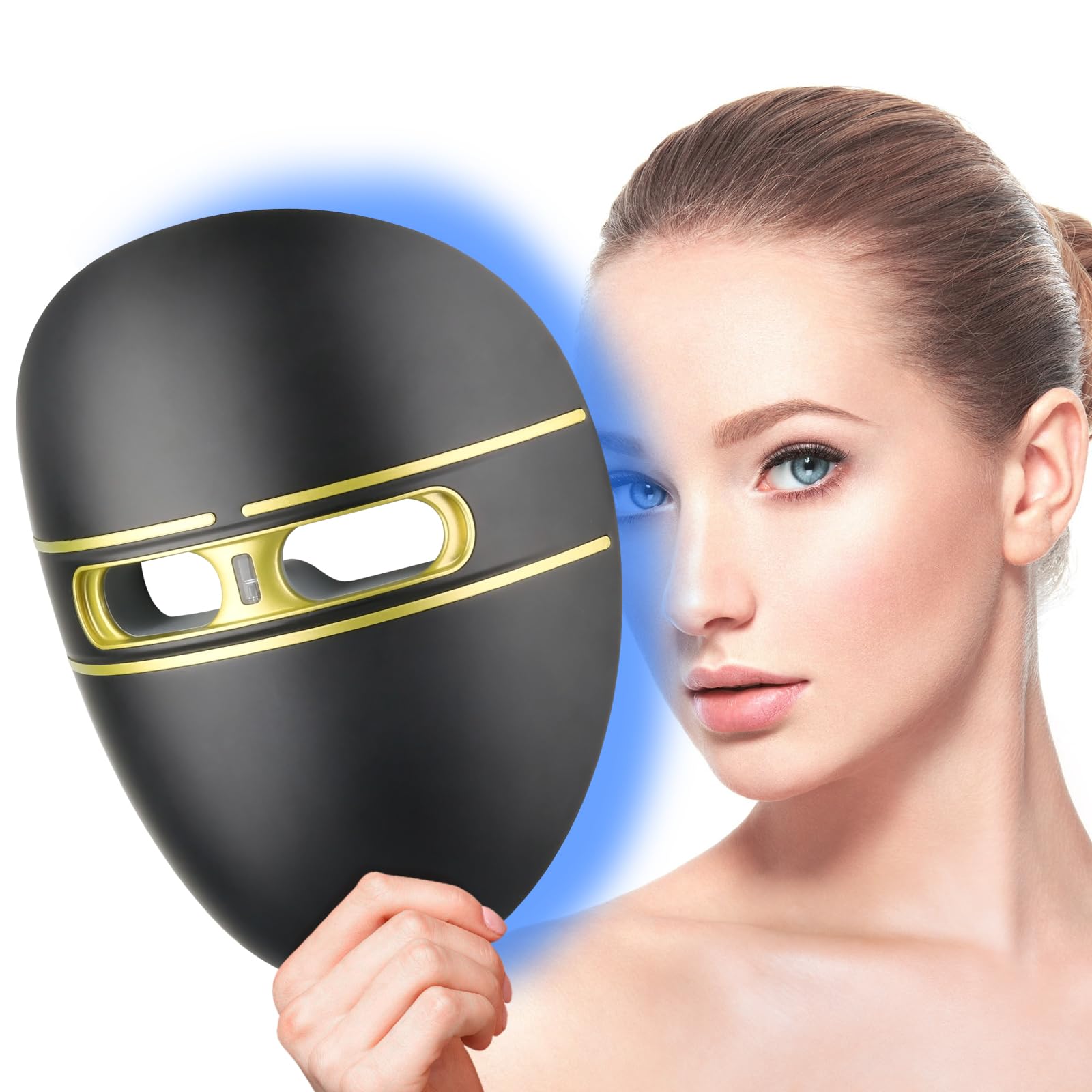 LED Face Mask for Light Therapy - Wireless Rechargeable Red & Blue Light Therapy Mask for Acne & Skincare, FSA/HSA Eligible - Perfect for At-Home Facial Treatments & Spa Days