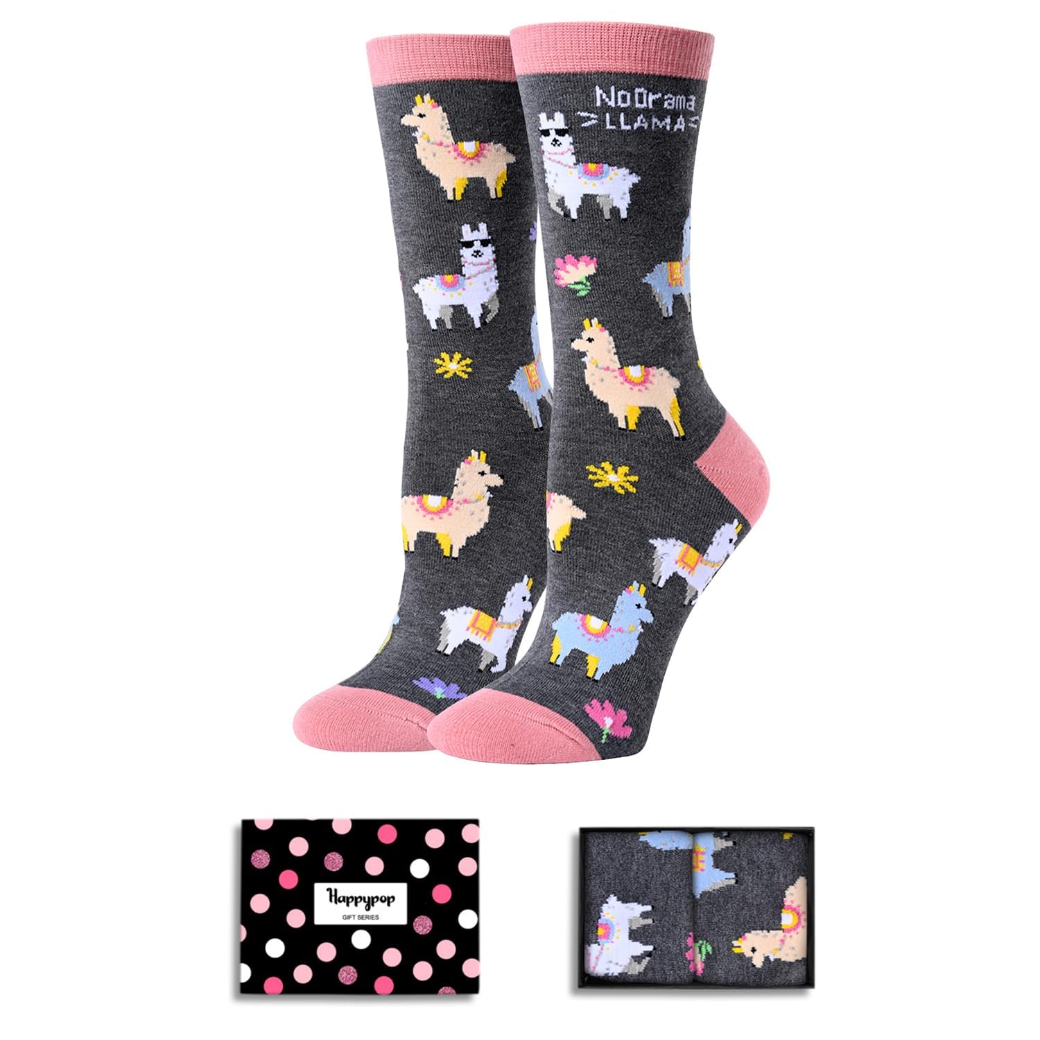 HappyPop Funny Animal Novelty Socks for Women & Girls - Cute Llama, Horse, Cow Crazy Socks - Perfect Gift for Teens, Birthday, Christmas | Great for Casual Wear, Gifts, Parties & Fun Outfits