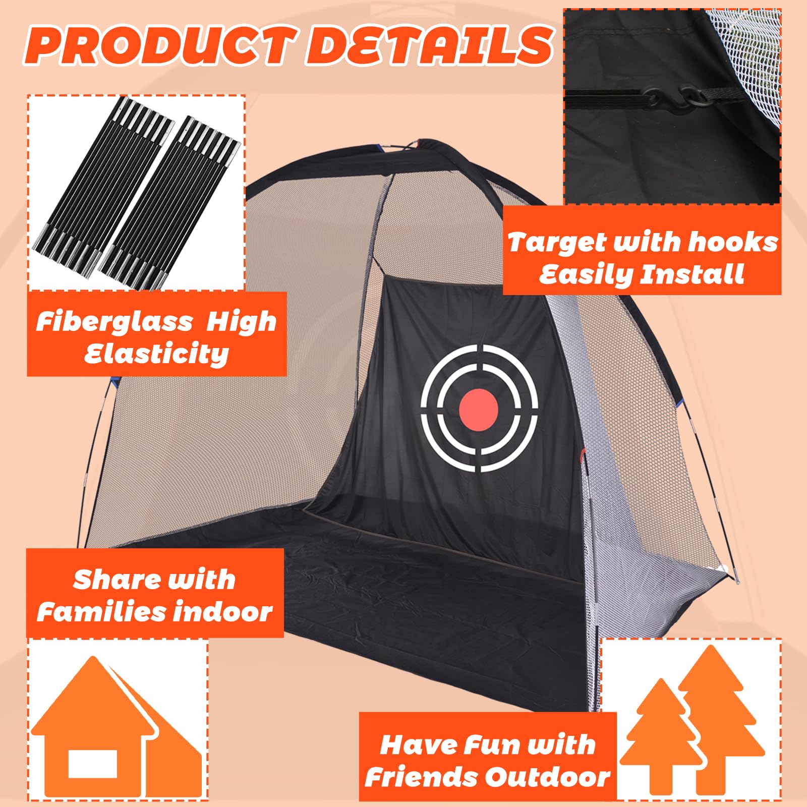 Premium Golf Practice Hitting Net with Target - Durable Backyard & Driving Range Training Net for Swing Practice | Perfect for Home, Outdoor & Indoor Golf Training