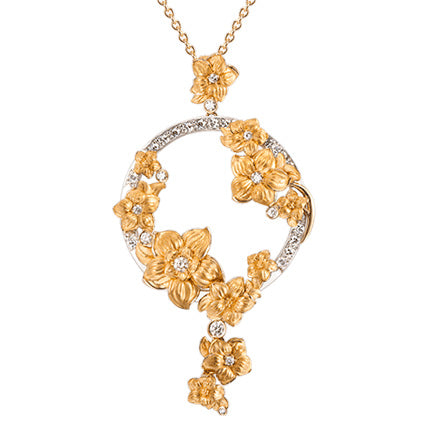 Carrera y Carrera Emperatriz 18K White Gold & Yellow Gold Diamond Pendant Necklace - Elegant Jewelry Gift for Women, Perfect for Weddings, Anniversaries and Special Occasions