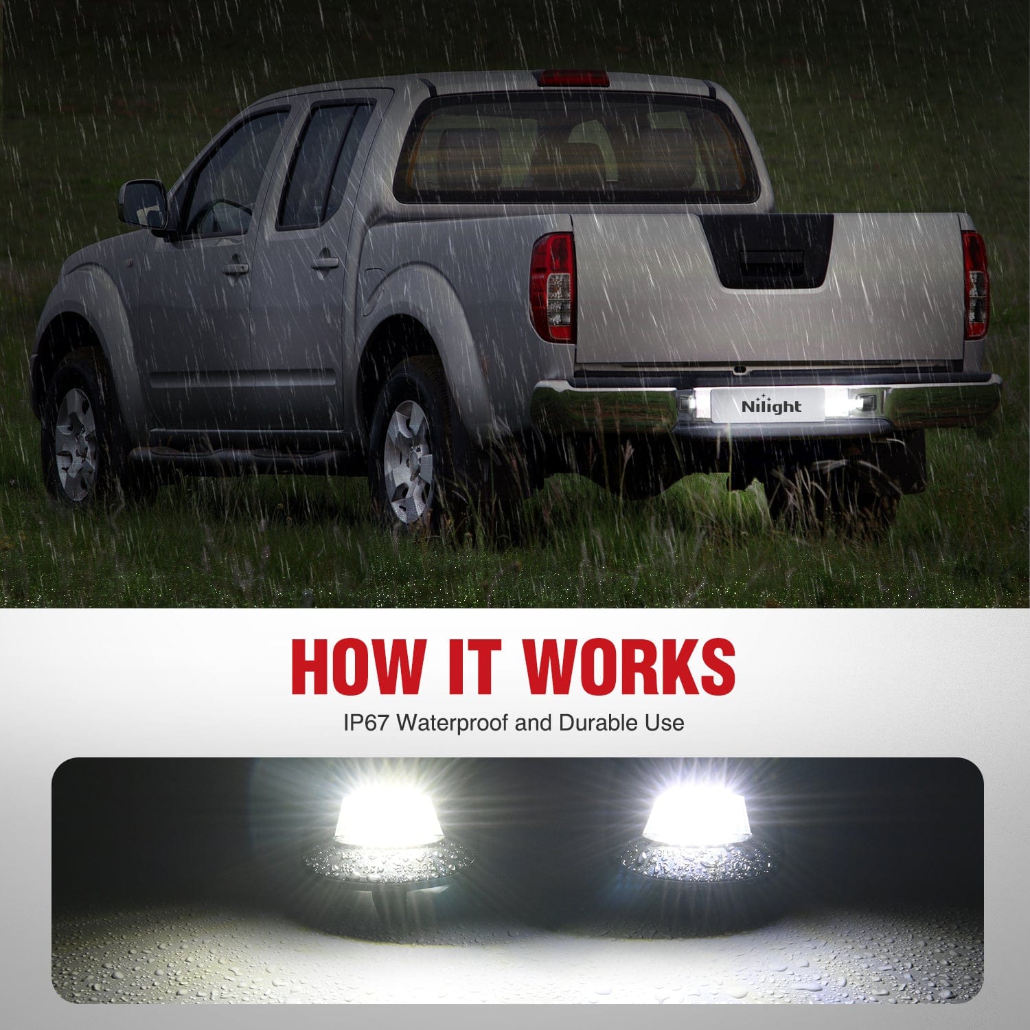Dodge Dakota & Mitsubishi Raider License Plate Lights - 6000K White LED, Black Housing (2-Pack) - Compatible with 1997-2011 Models - Perfect for Night Driving & Enhanced Vehicle Appearance