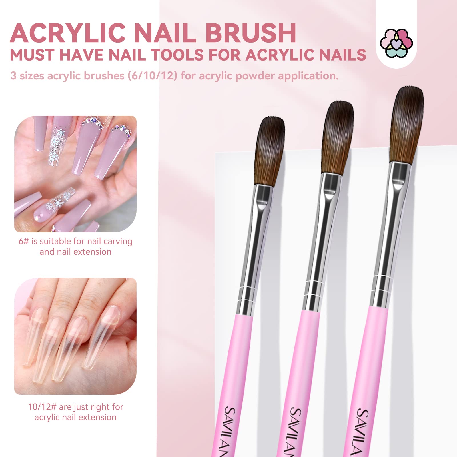 Saviland 10 Colors Acrylic Nail Kit with Glitter Powder, Liquid, Brushes & Dappen Dish - Professional Nail Extension & Carving Tools for Salon & Home Manicure | Perfect for DIY Nail Art, Acrylic Nail Designs & Nail Enhancements