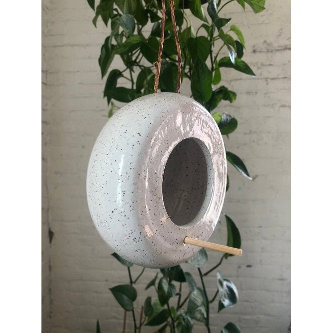 Premium Ceramic Bird Feeder for Outdoor Garden - Handmade Hanging Birdhouse with Drainage Holes - Attract Cardinals, Finches & Hummingbirds | Perfect for Backyard, Patio & Balcony Decoration