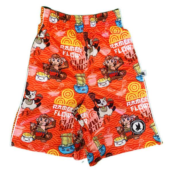 Boys Ramen Print Shorts - Trendy Cartoon Noodle Design Casual Shorts for Kids - Perfect for Summer, Beach, and Playtime