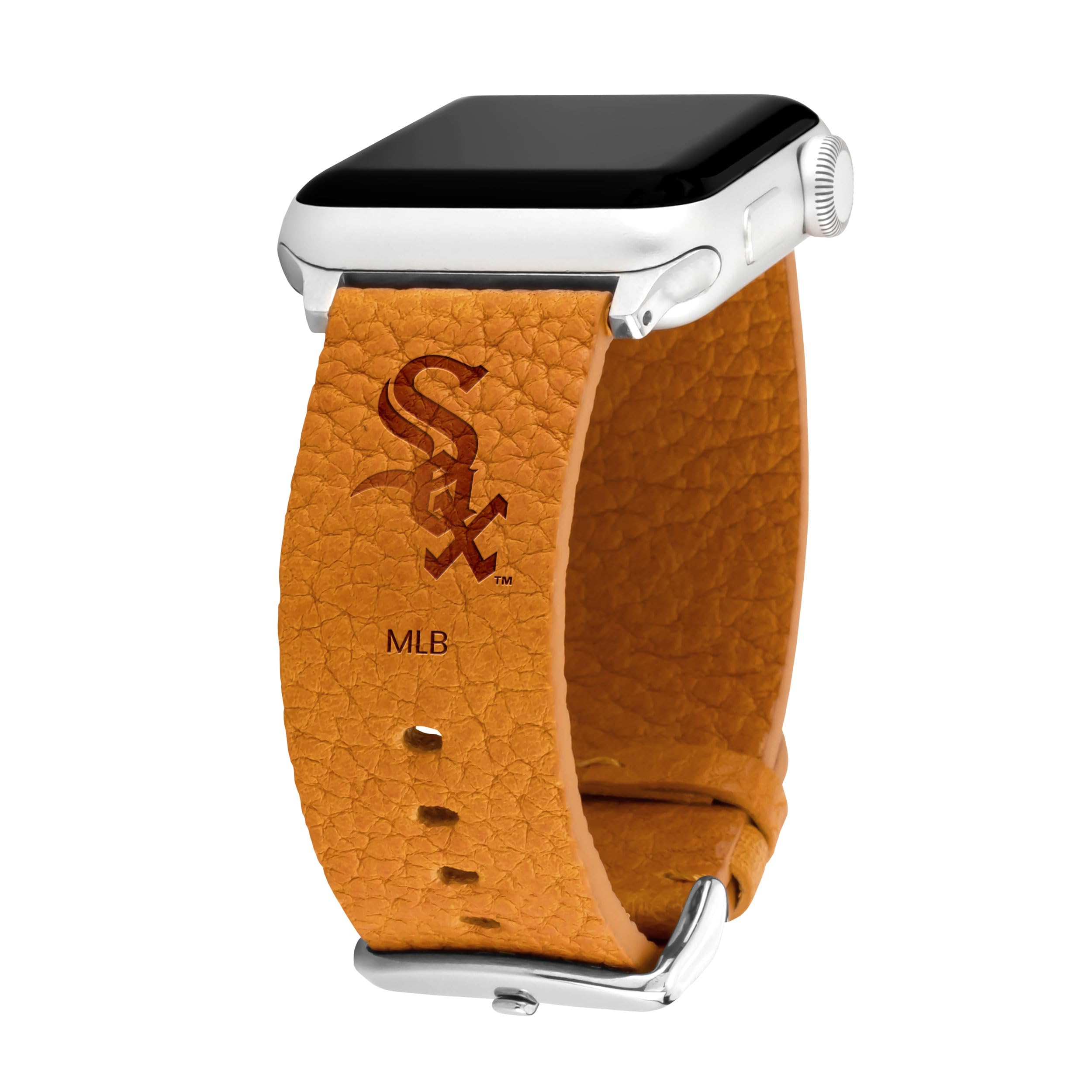 Game Time Chicago White Sox Leather Apple Watch Band (38/40/41mm, Cocoa Tan, Long) - Perfect for Sports Fans & Casual Wear