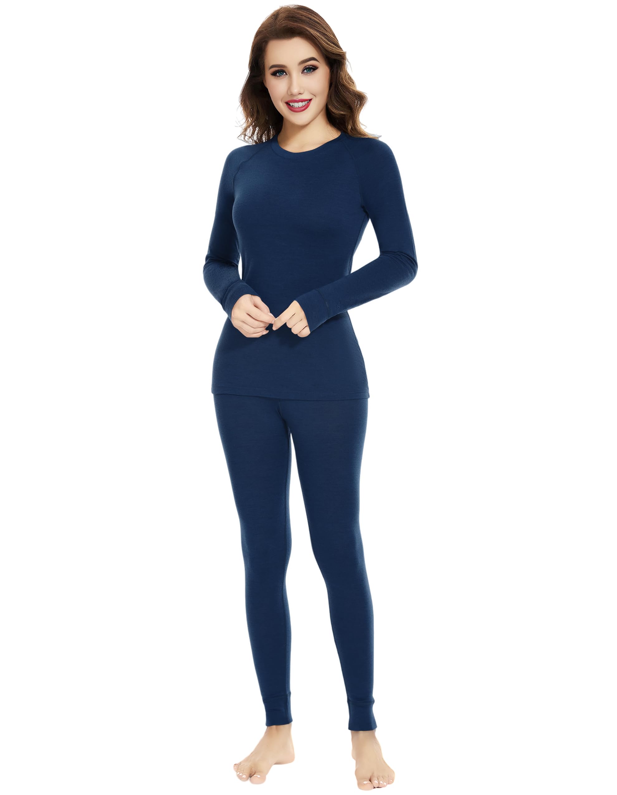 Women's 100% Merino Wool Base Layer Set - Lightweight Thermal Underwear for Skiing, Hiking & Winter Outdoor Activities | Moisture-Wicking & Odor-Resistant