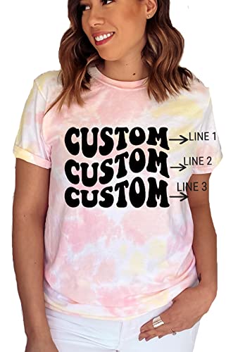 Custom Tie Dye Shirt for Women | Boho Retro Personalized T-Shirt | Unique Bachelorette Party & Girls Weekend Outfits | Bridesmaid Gifts & Vacation Wear | Perfect for Festivals, Beach Trips & Casual Outings