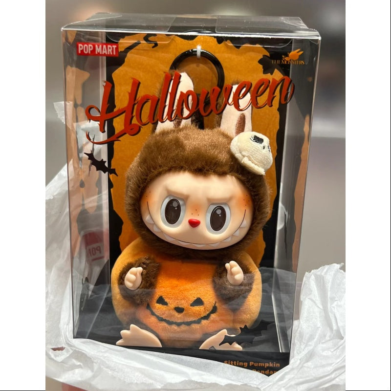 Labubu The Monsters Halloween Plush Toy - Cute Sitting Pumpkin Vinyl Figure Collectible (Limited Edition) | Perfect for Party Decor, Cosplay Accessories & Anime Gift Collection