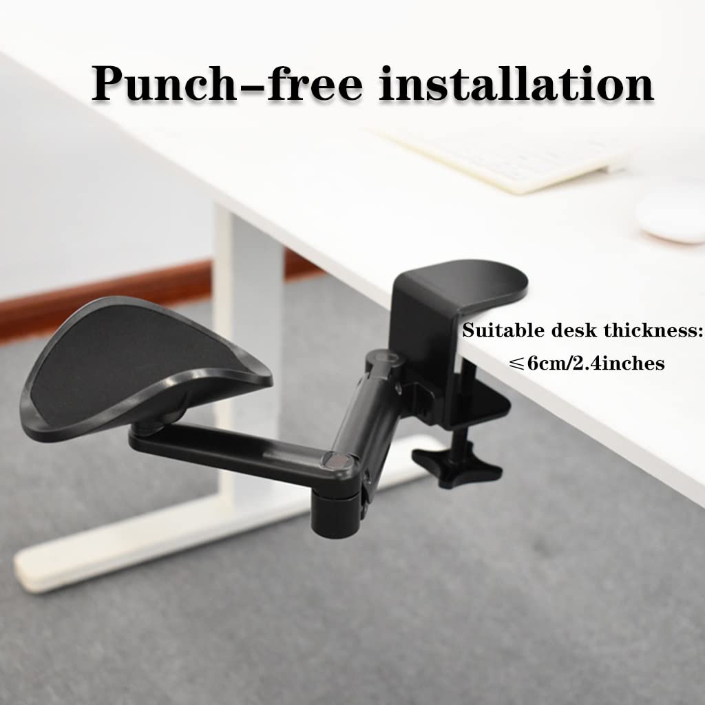 Adjustable Rotating Mouse Arm Rest Pad with Removable Clamp - Ergonomic Computer Wrist Support for Office & Gaming Desks (Black, 2-Pack) - Perfect for Long Work Hours & PC Gaming Sessions