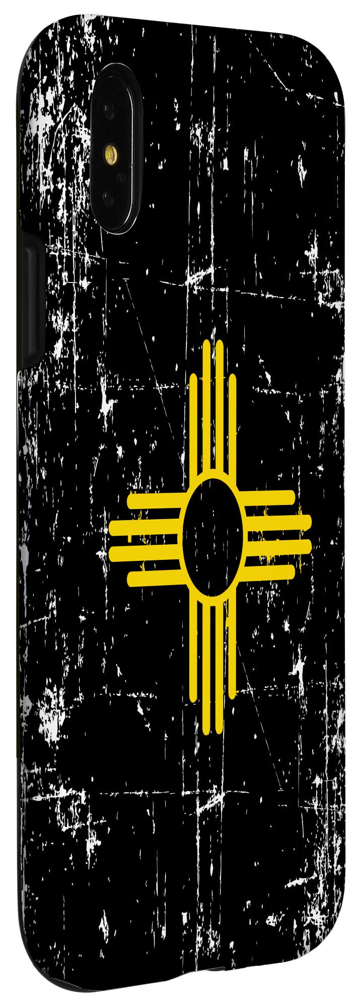 Vintage New Mexico Flag iPhone X/XS Case with Zia Sun Symbol - Black & Red Protective Cover for Travel, Outdoor & Everyday Use