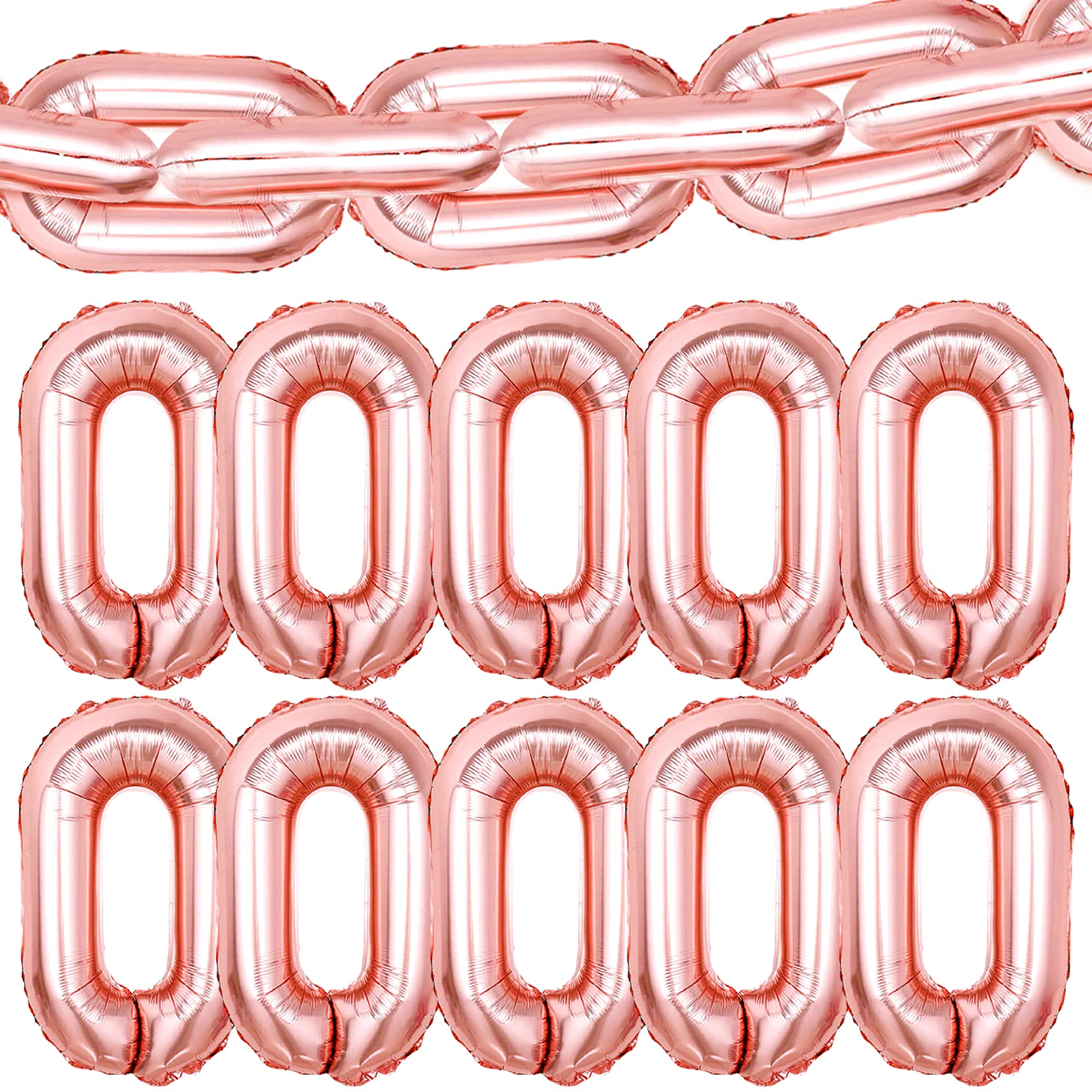 Rose Gold Chain Link Balloons - Pack of 30 | 90s Party Decorations, Hip Hop Party Supplies, Bachelorette Party Decor | Perfect for Birthday, Bridal Shower & Themed Events