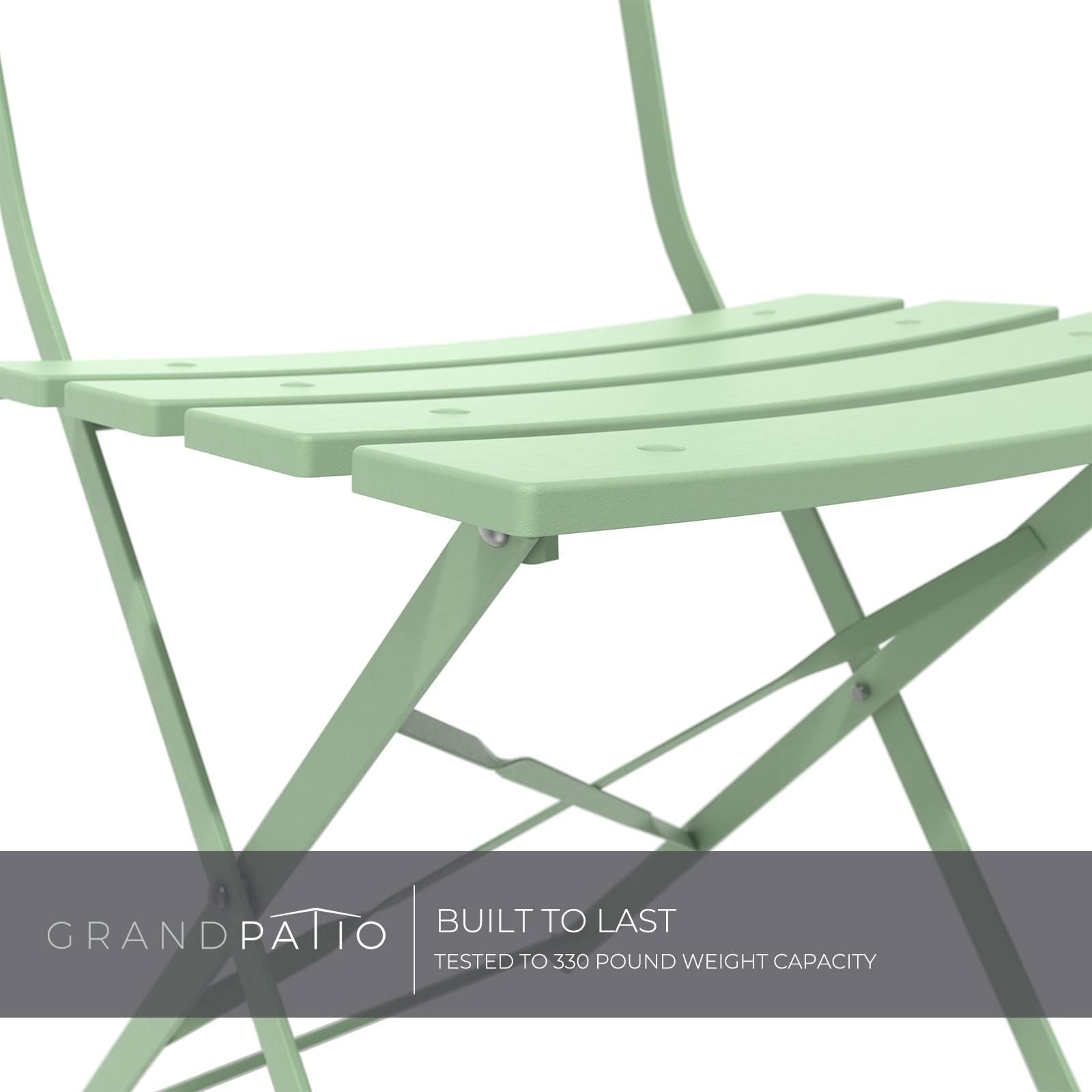 Premium Folding Patio Bistro Set - 3-Piece Outdoor Furniture with Table & Chairs in Sage Green - Perfect for Small Balconies, Gardens, and Backyard Relaxation