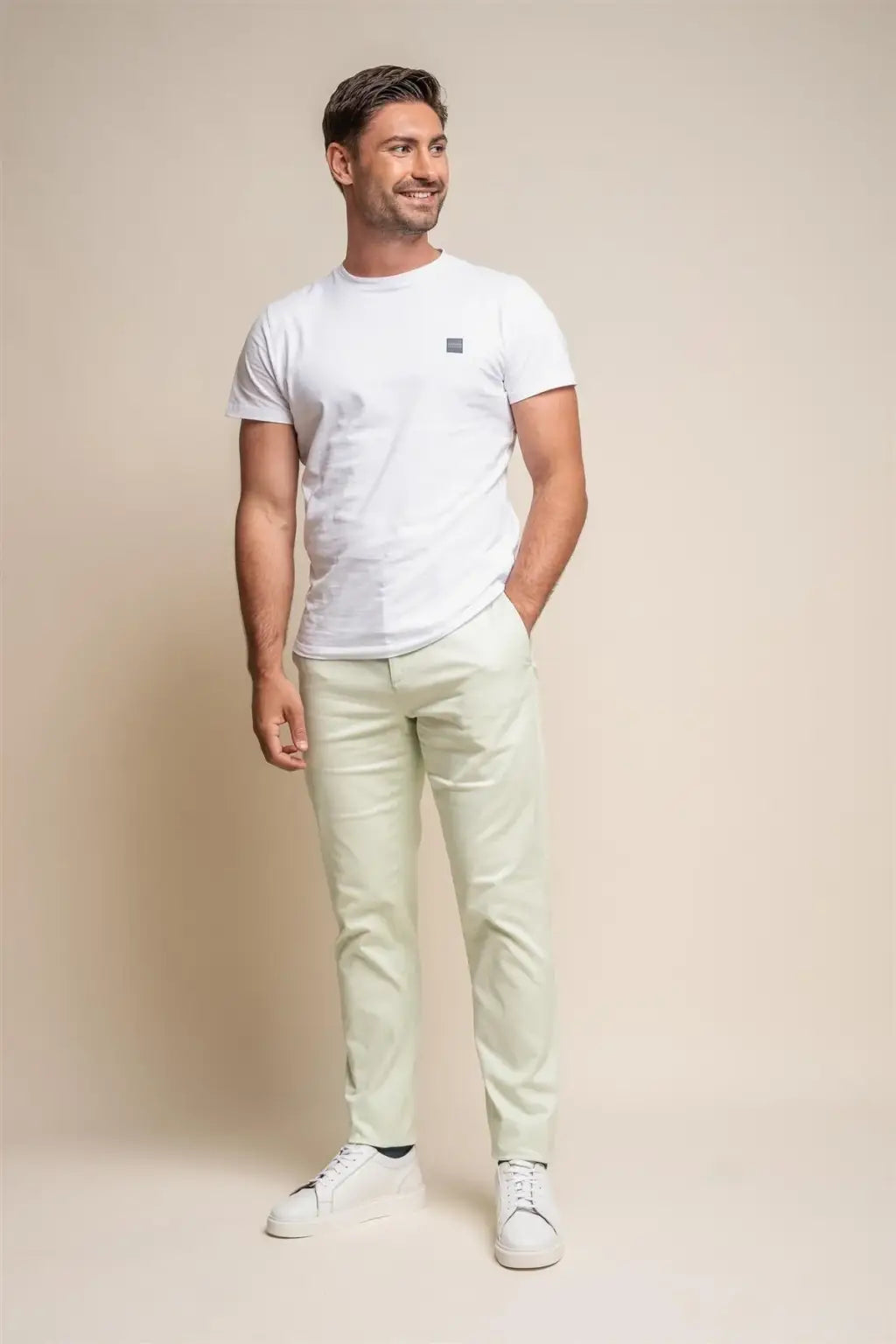 Cavani Men's Dakota Sage Chino Pants - Classic Slim Fit Stretch Comfort Casual Dress Pants for Office, Business, and Everyday Wear