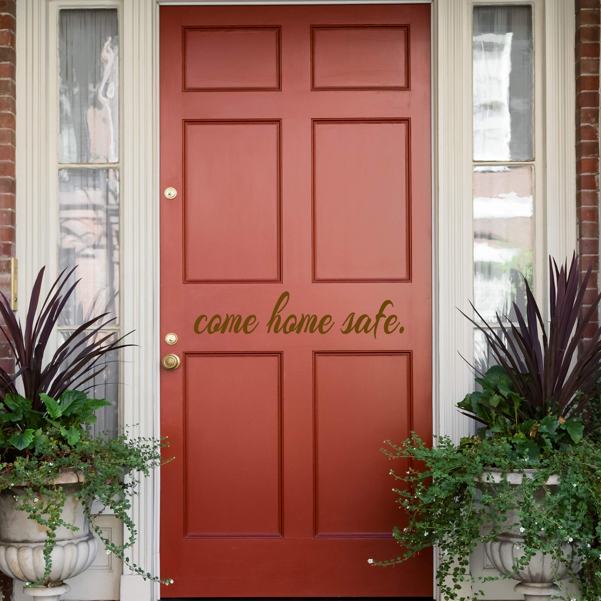 VWAQ 'Come Home Safe' Vinyl Door Decal - Brown Home Entryway Decor Sticker (5