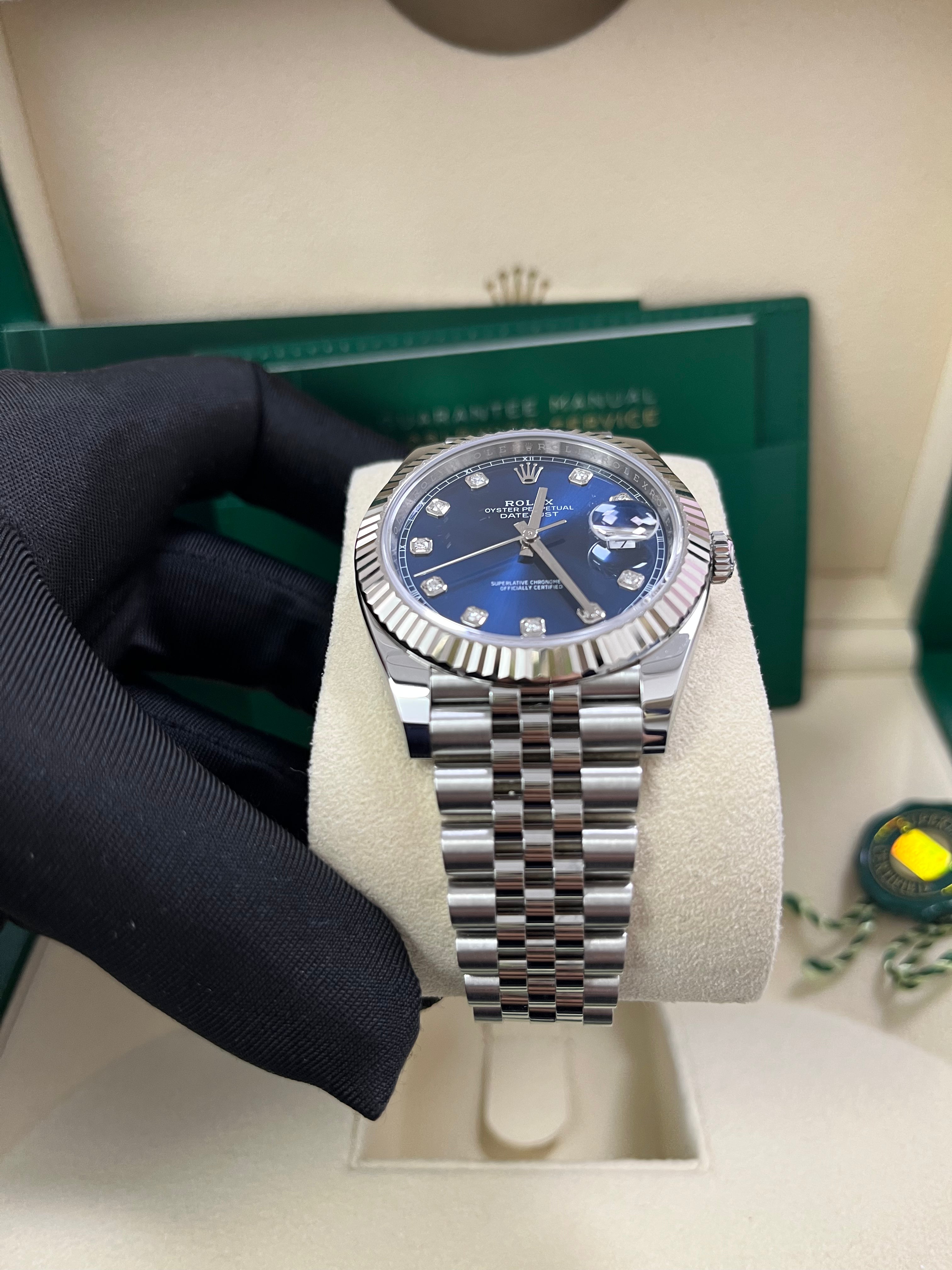 Rolex Datejust 41 Men's Watch - Fluted Bezel, Blue Diamond Dial, Jubilee Bracelet (Ref.126334) | Luxury Automatic Watch for Business, Gifts & Special Occasions
