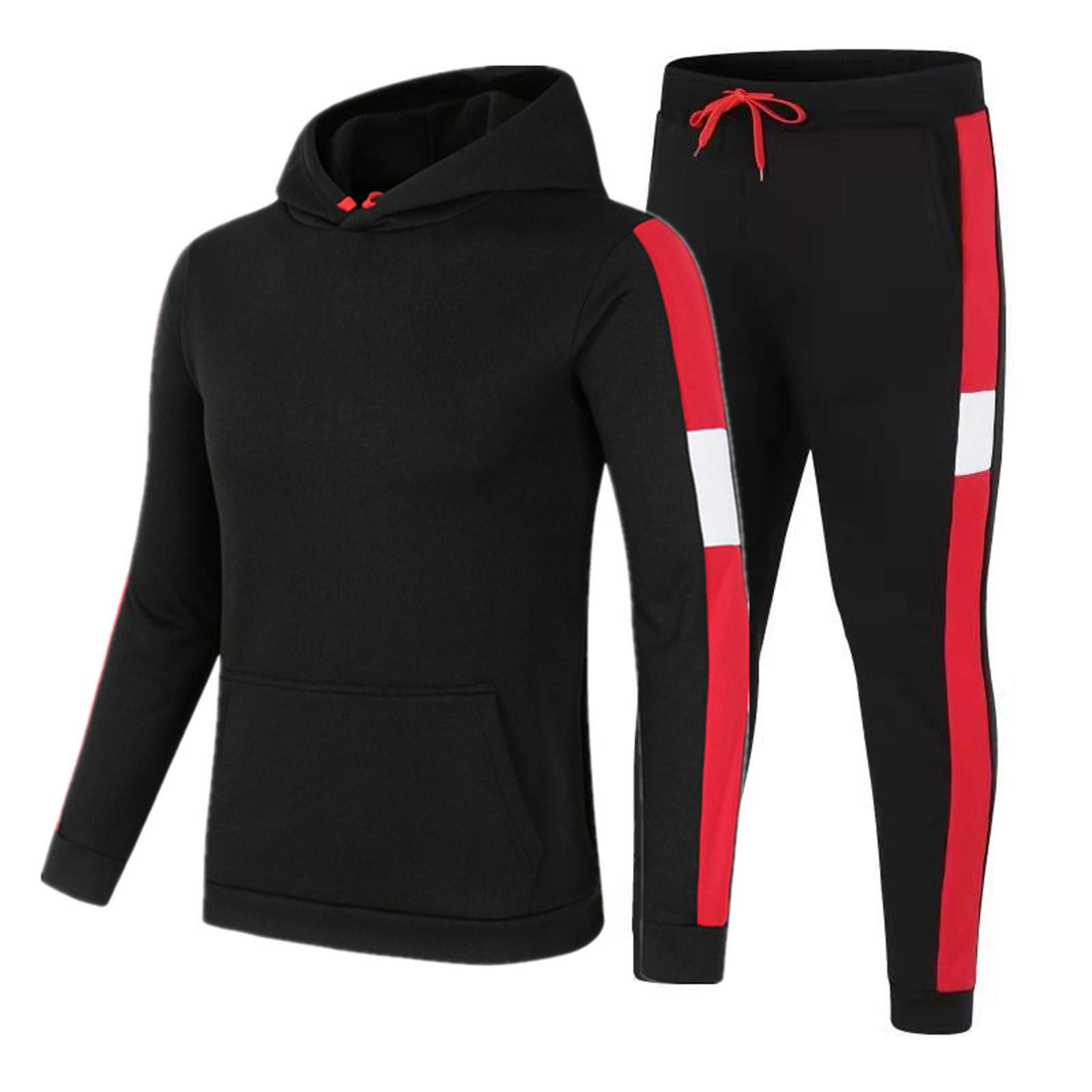 Premium Men's 2-Piece Tracksuit Set with Hoodie - High-End Patchwork Sweatsuit for Men | Gym, Lounge & Streetwear Fashion