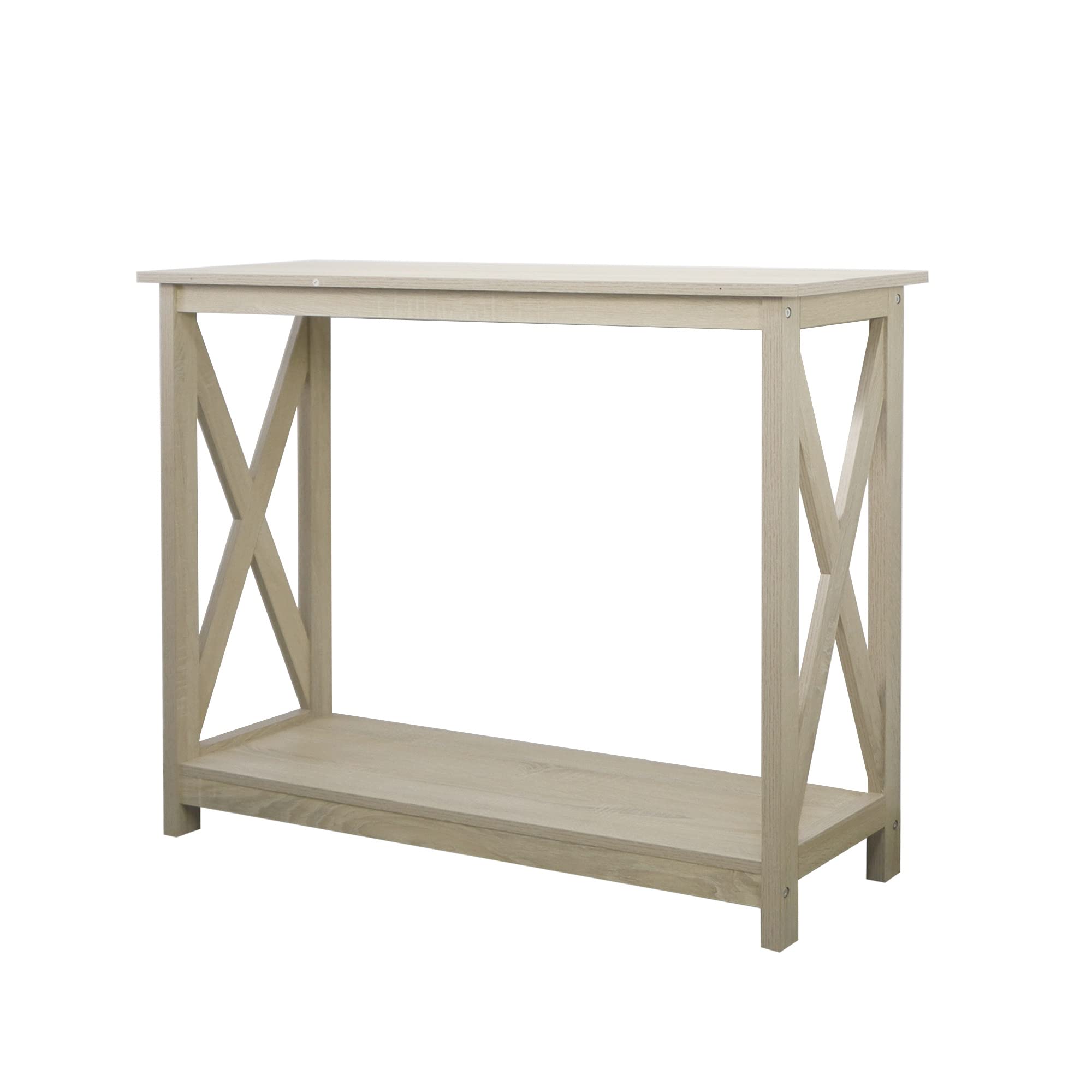 Modern Farmhouse Rainbow Sophia Console Table - 39 Inch White Oak Entryway Sofa Table with 2-Tier Storage | Perfect for Hallway, Living Room & Small Space Decor