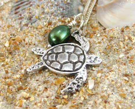 Sterling Silver Sea Turtle Pendant Necklace with Removable Charm - 925 Silver Chain for Women - Perfect for Beach Vacations, Gifts & Everyday Wear