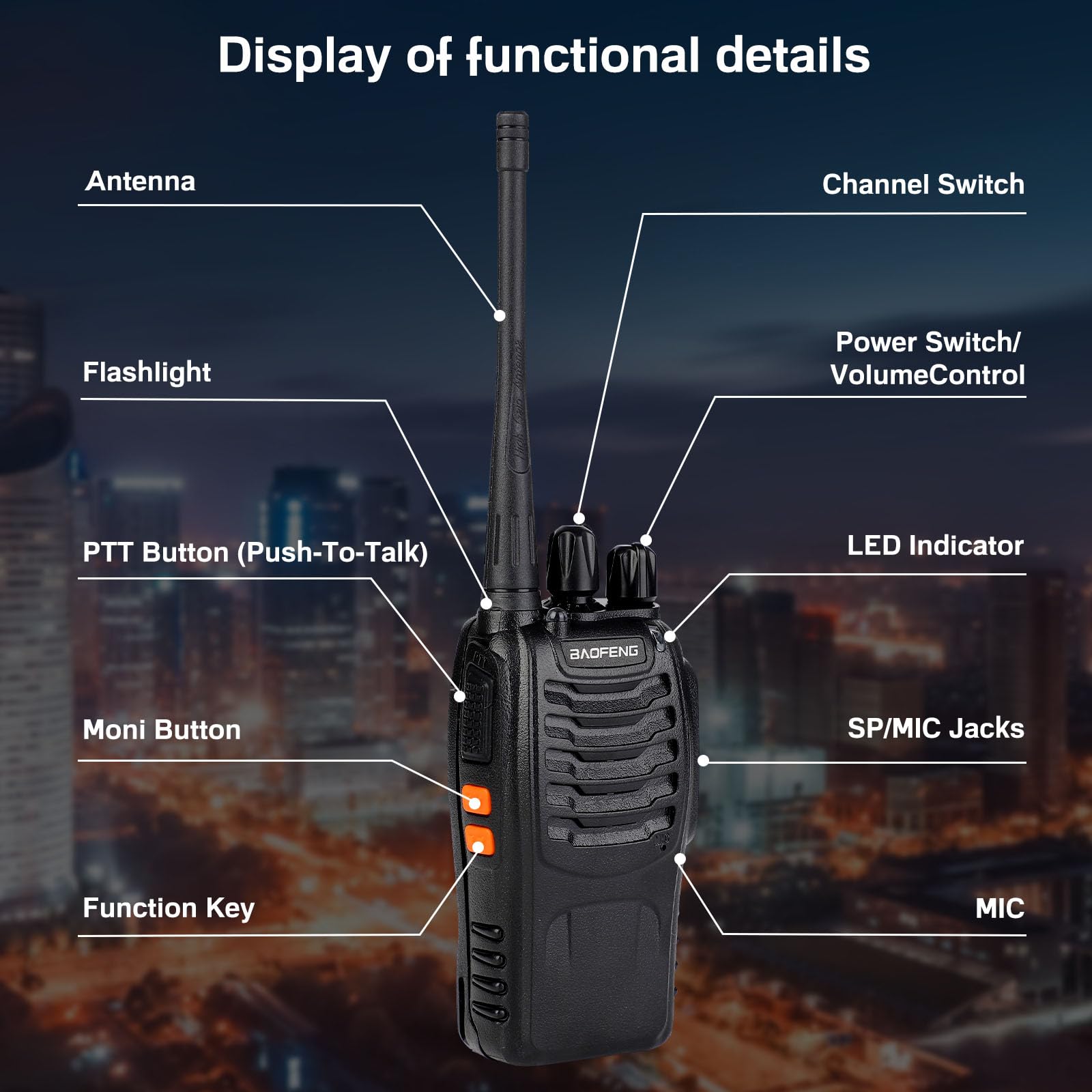 Baofeng UV-5R Walkie Talkies 8W Long Range Two Way Radio with Li-ion Battery & Charger - 16 Channel Professional Handheld Transceiver for Adults, Outdoor, Hiking, Camping, Construction & Emergency Communication (4 Pack with 4 Earpieces)