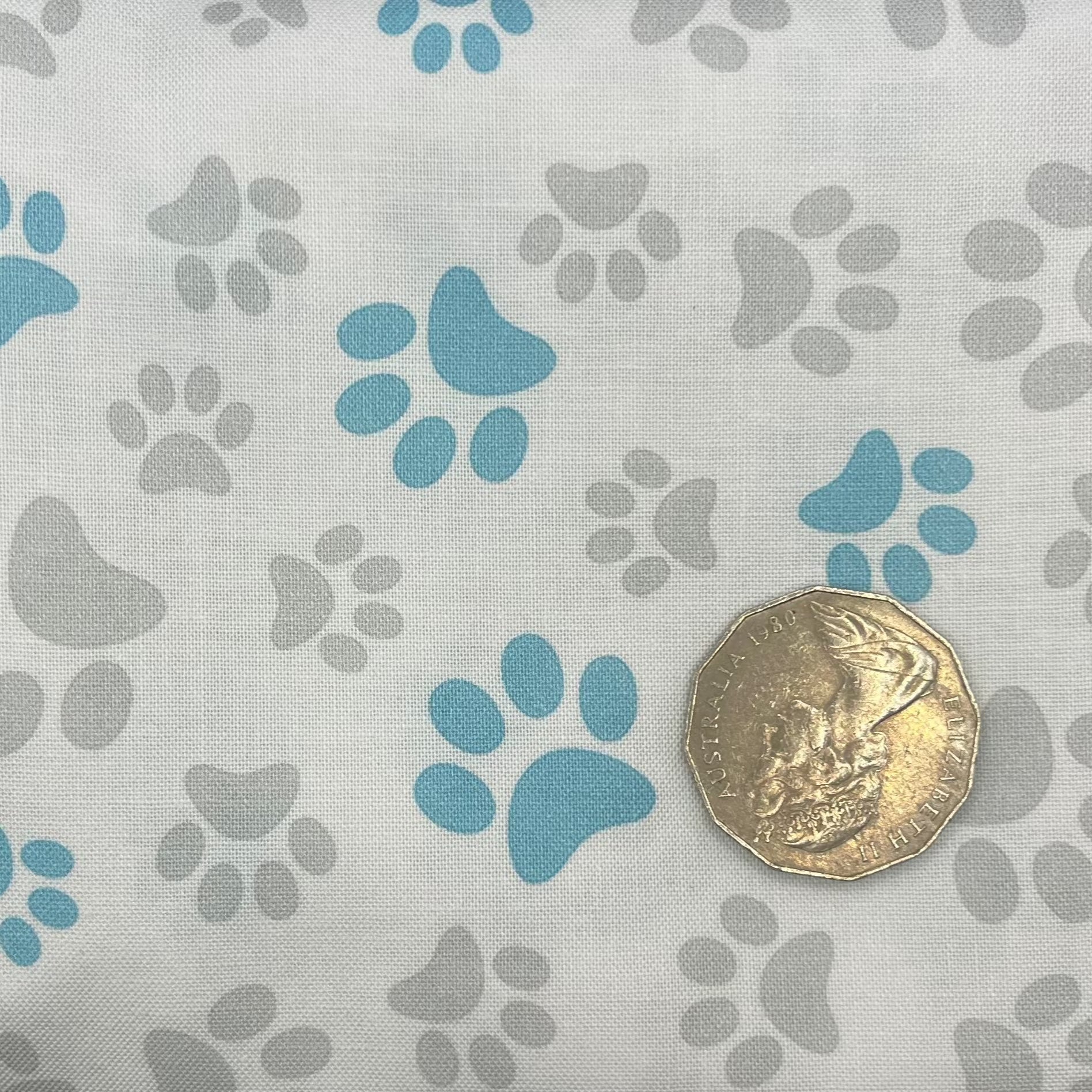 Aqua & Grey Paw Prints on White - Cute Pet-Themed Design for Dog & Cat Lovers - Perfect for Pet Accessories, Home Decor, and Gifts