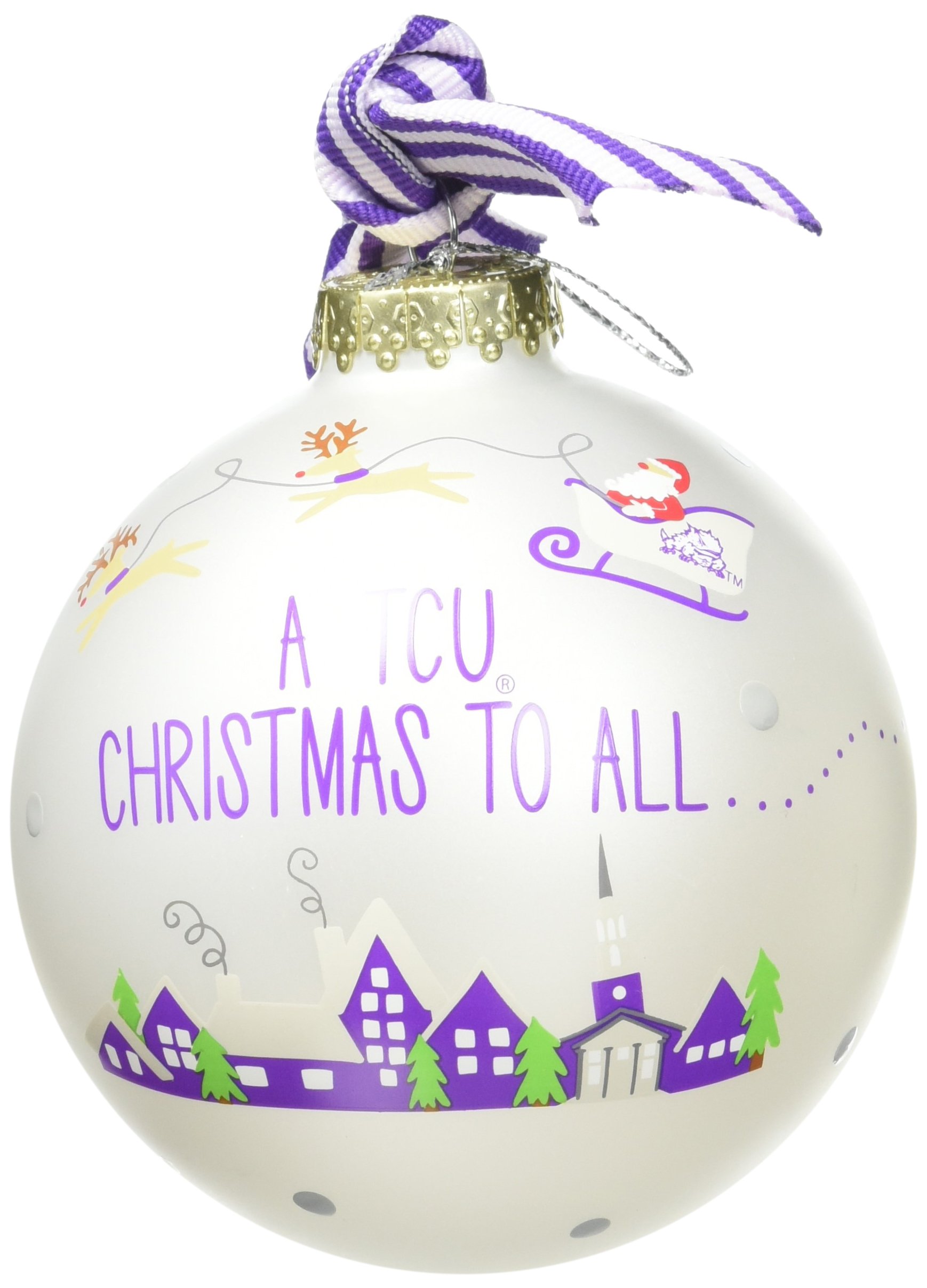 TCU Fan Christmas Glass Ornament - Santa Claus Themed Holiday Decor for Tree, Gifts & College Football Lovers - Perfect for TCU Alumni & Holiday Parties