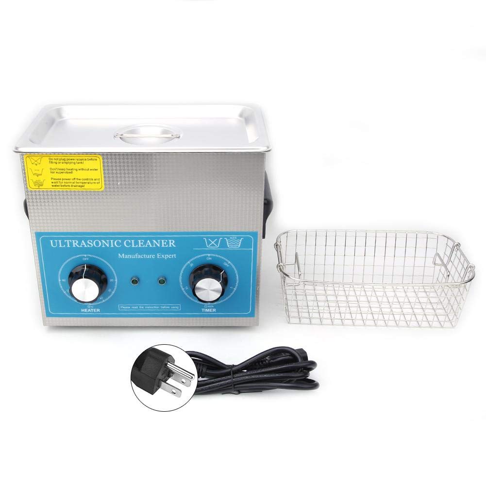 3.2L Stainless Steel Ultrasonic Cleaner with Heating & Timer - Professional Jewelry, Glasses, Coins Cleaning Machine for Home & Lab Use (110V US Plug) - Perfect for Cleaning Eyeglasses, Watches, Dental Tools and Small Metal Parts