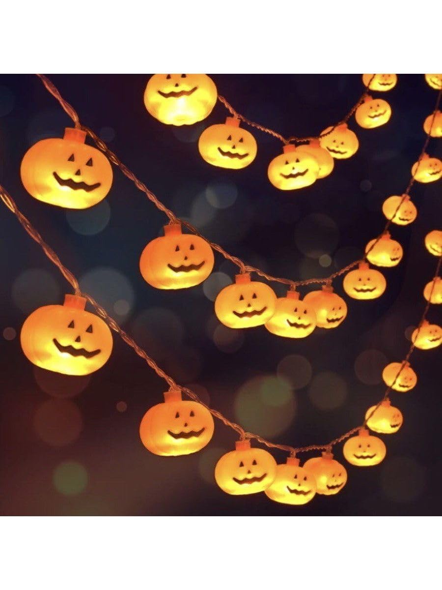 Orange LED Halloween Pumpkin String Lights - 19.8 Ft 40 Bulbs USB Powered for Indoor/Outdoor Decor - Perfect for Halloween Party, Porch, Yard, and Home Decoration