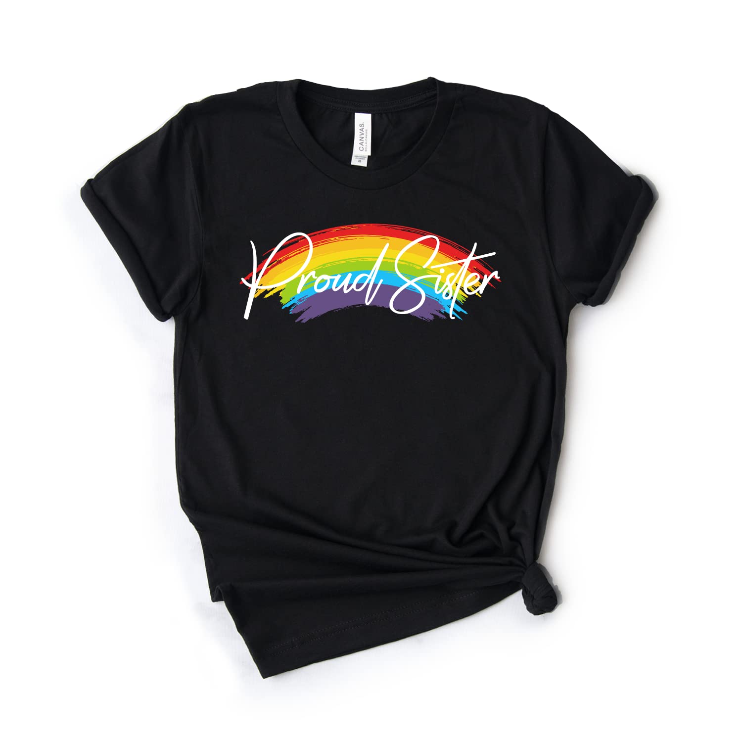 Proud Sister Gay Pride Shirt - Rainbow LGBTQ+ Unisex Softstyle Tee - Queer Pride Clothing for Siblings & Allies - Perfect for Pride Parades, LGBTQ Events & Everyday Wear